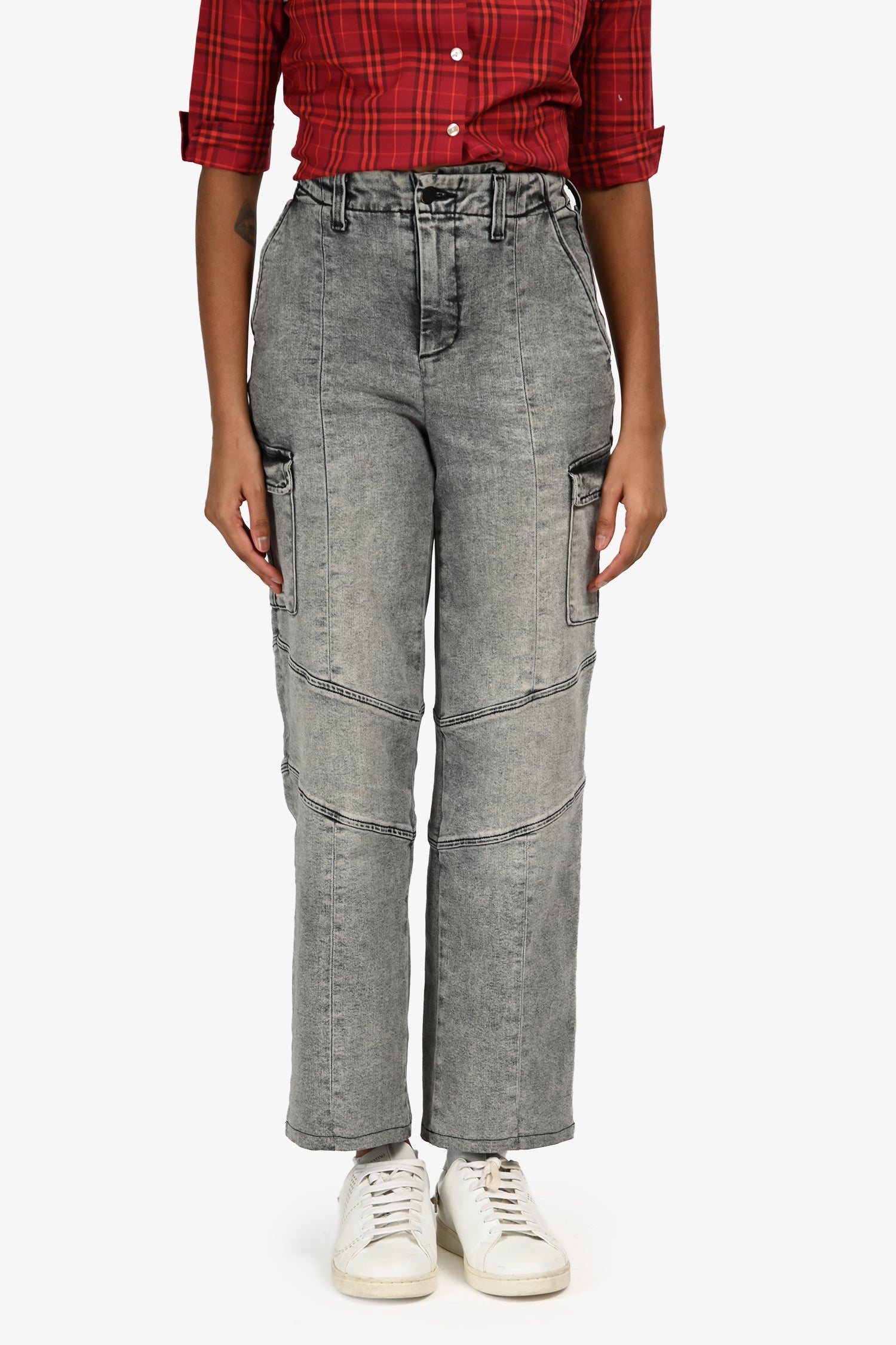 L'Agence Washed Grey Denim Cargo Jeans Estimated Size XS