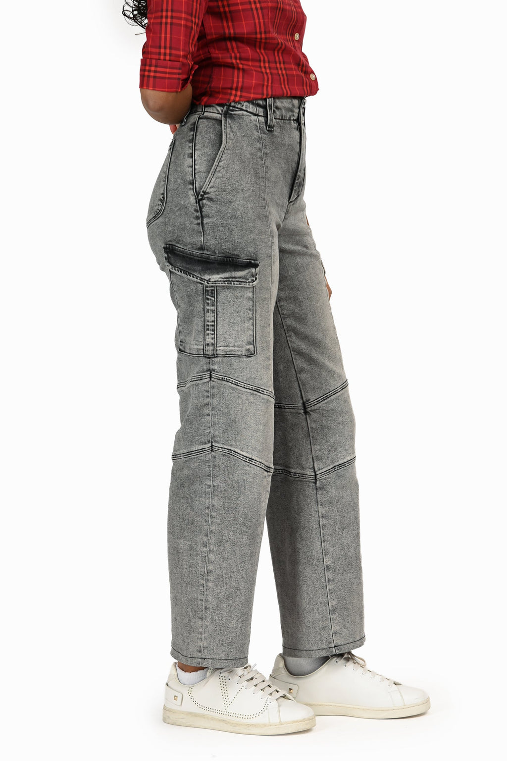 L'Agence Washed Grey Denim Cargo Jeans Estimated Size XS