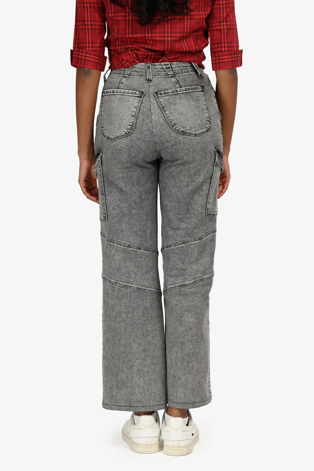 L'Agence Washed Grey Denim Cargo Jeans Estimated Size XS