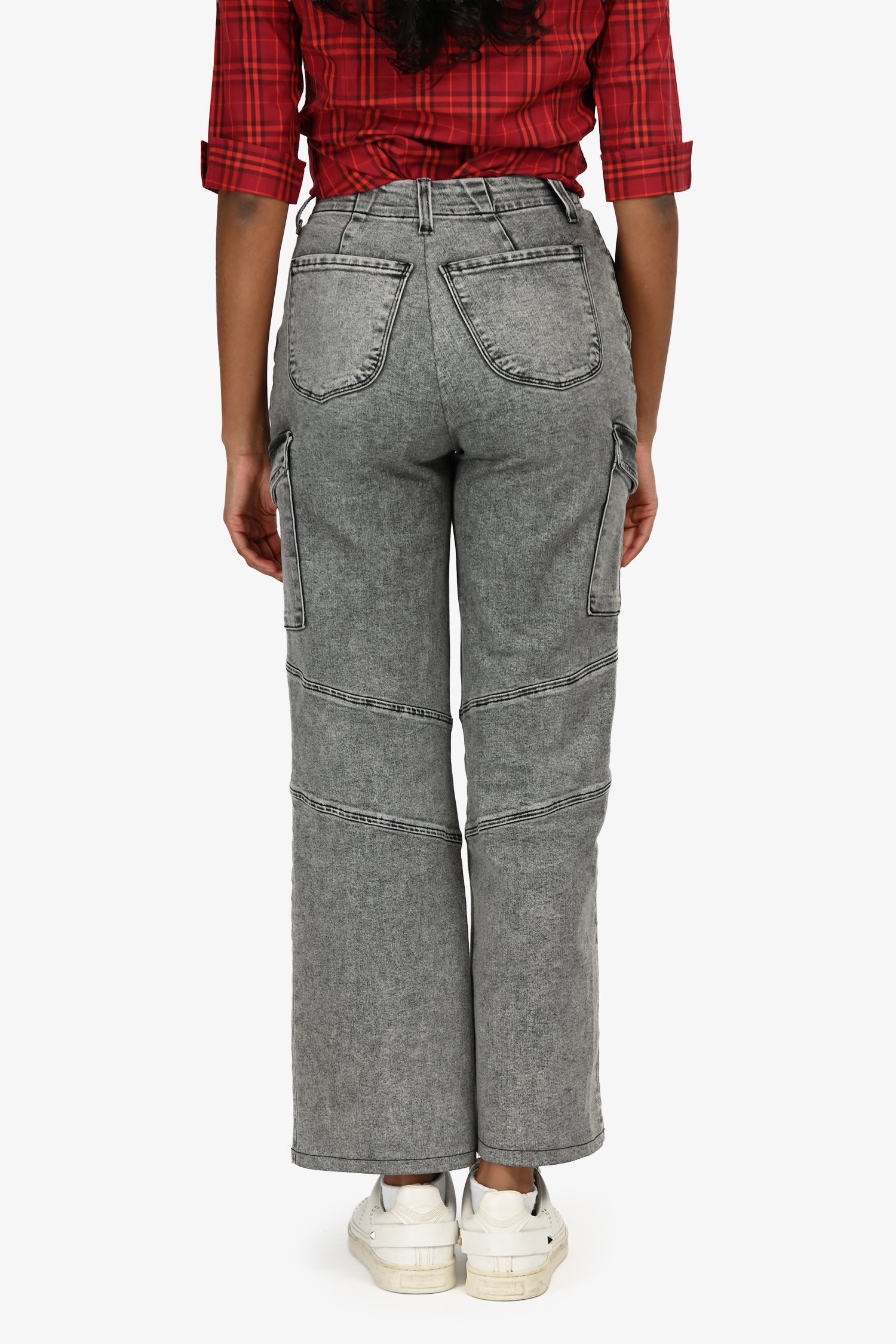 L'Agence Washed Grey Denim Cargo Jeans Estimated Size XS