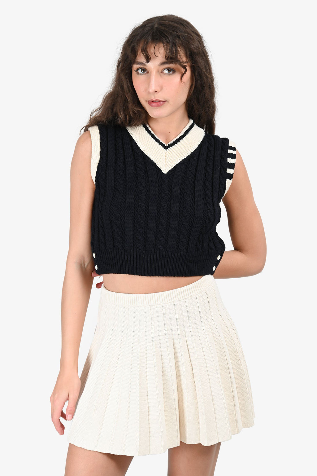 Thom Browne Black Virgin Wool Knit Sweater Vest Size 40