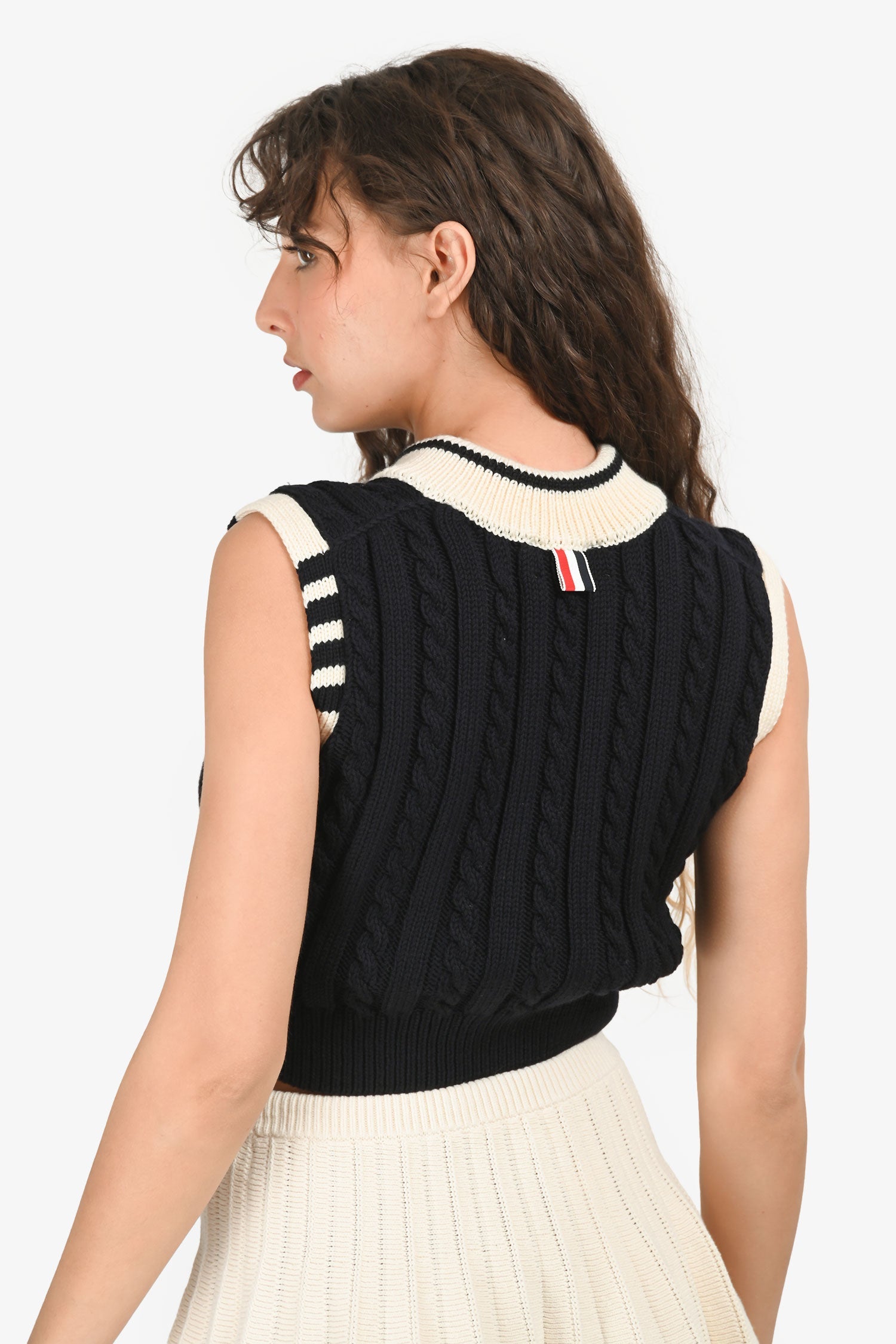 Thom Browne Black Virgin Wool Knit Sweater Vest Size 40