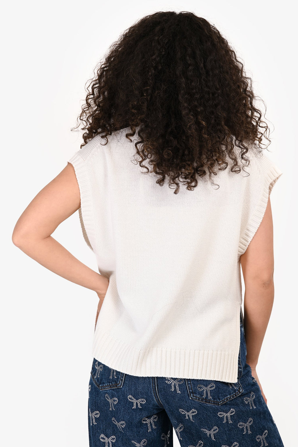 Fabiana Filippi White Wool igan Vest Est. Size S