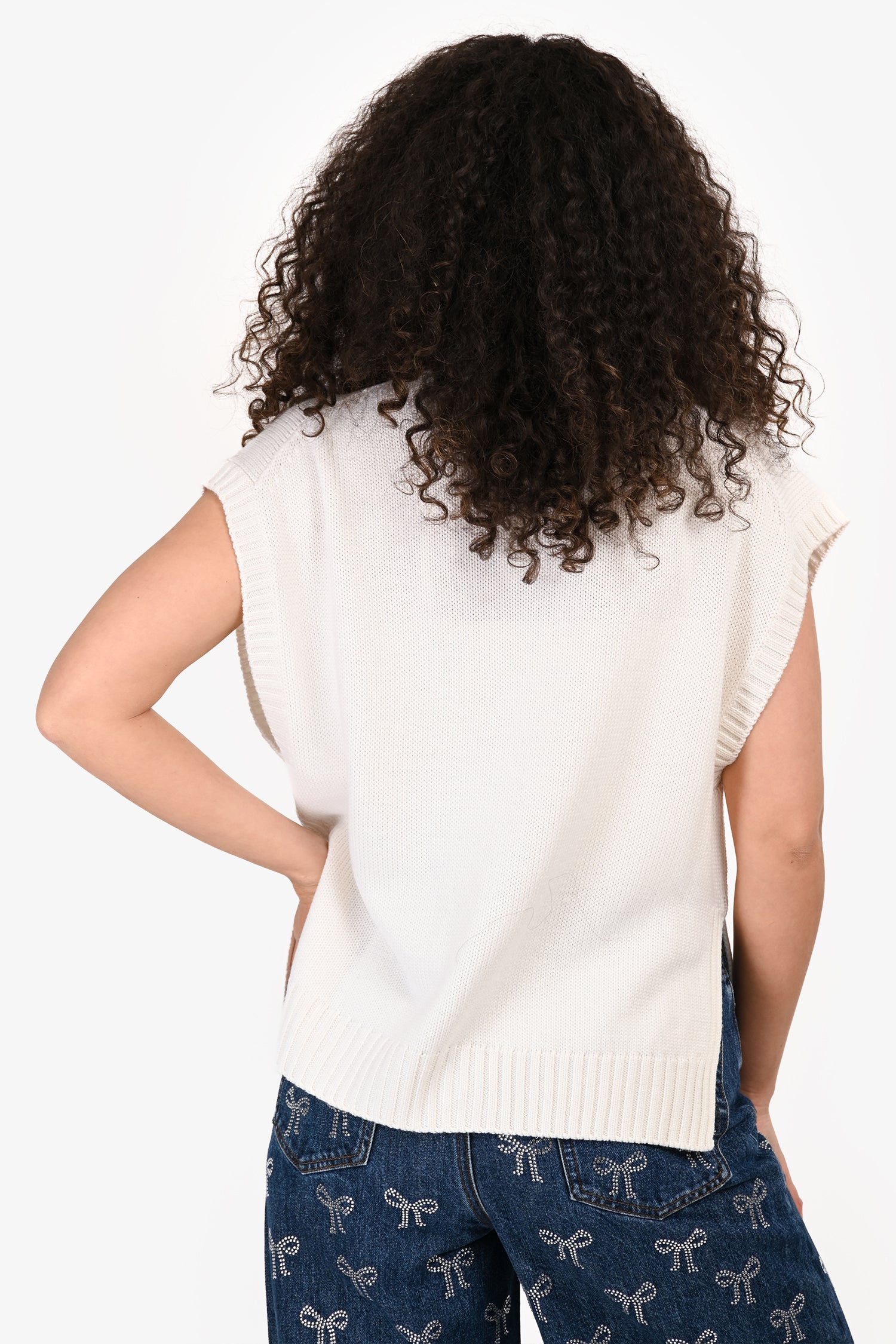 Fabiana Filippi White Wool igan Vest Est. Size S