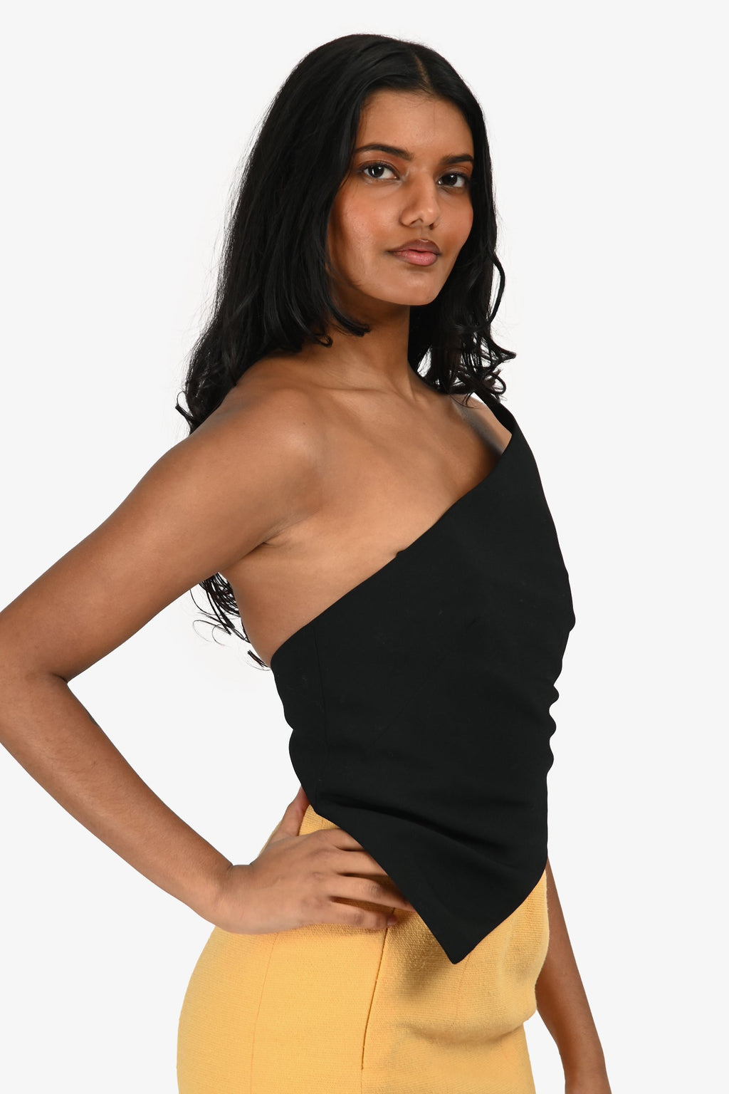 Alexander Wang Black Asymmetric Strapless Top Estimated Size XS