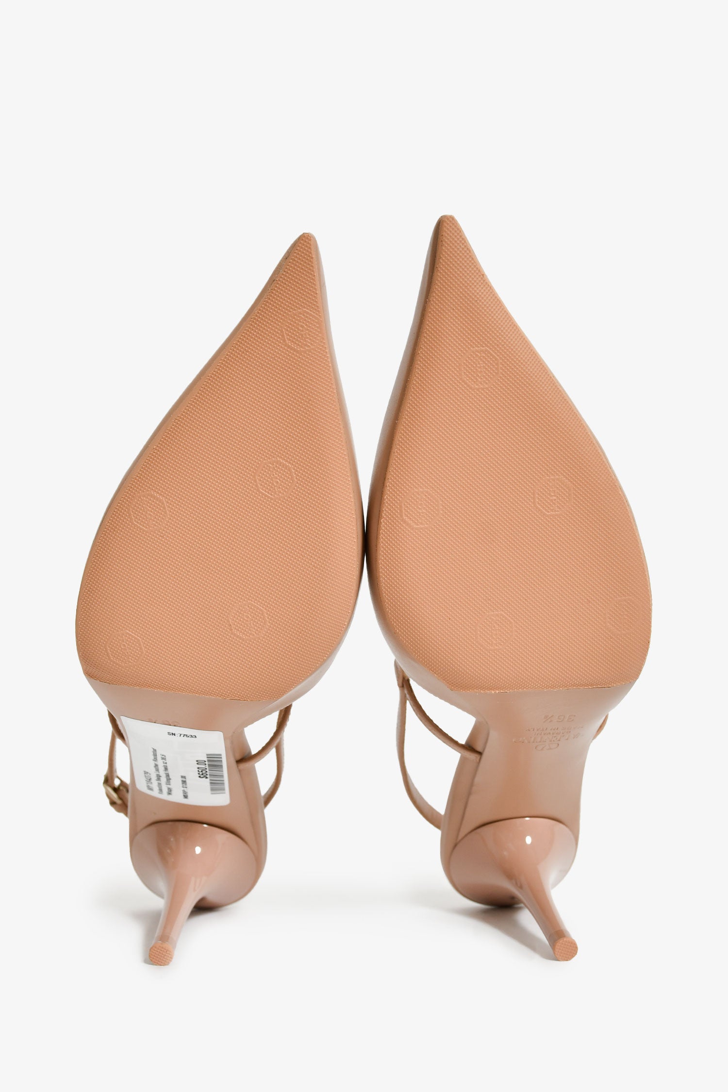 Valentino Beige Leather Rockstud 'Wispy' Slingback Heels Size 36.5