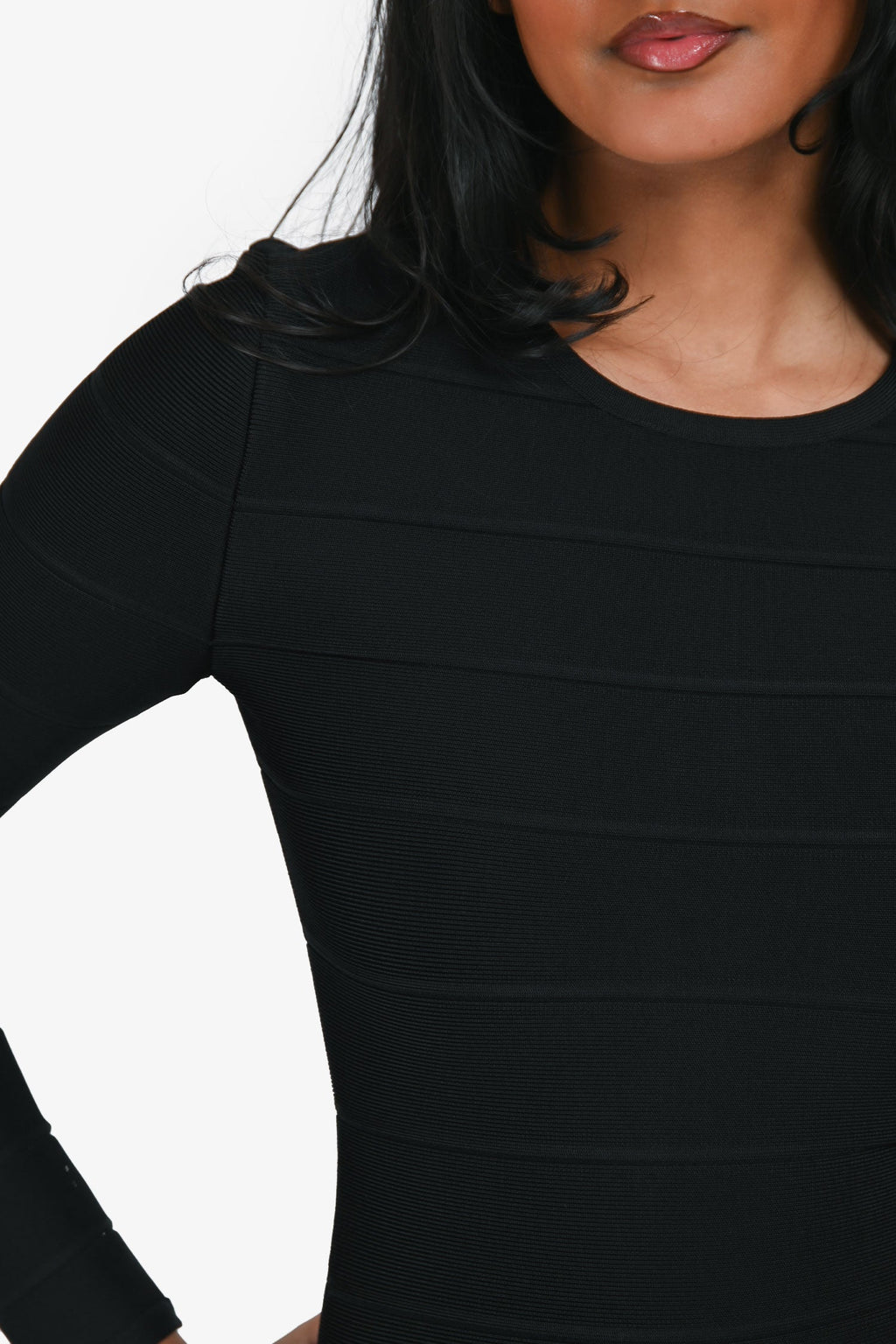 Hervé Léger Black Bandage Mini Sheath Long Sleeve Dress Size XS
