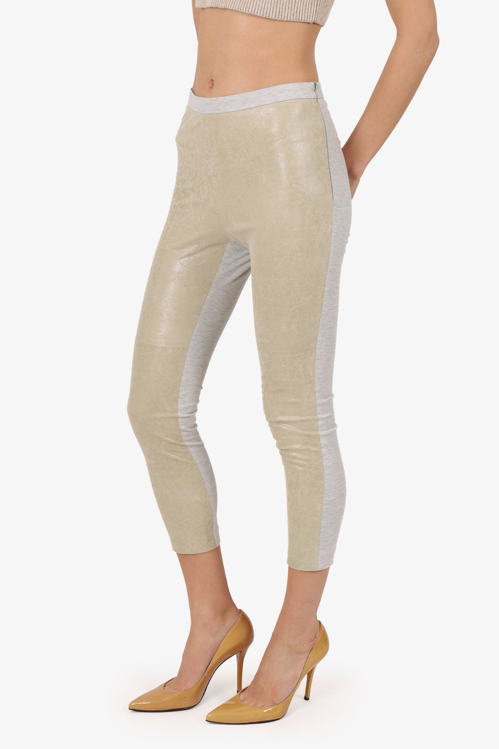 Fabiana Filippi Beige/Grey Suede Leggings Estimated Size S