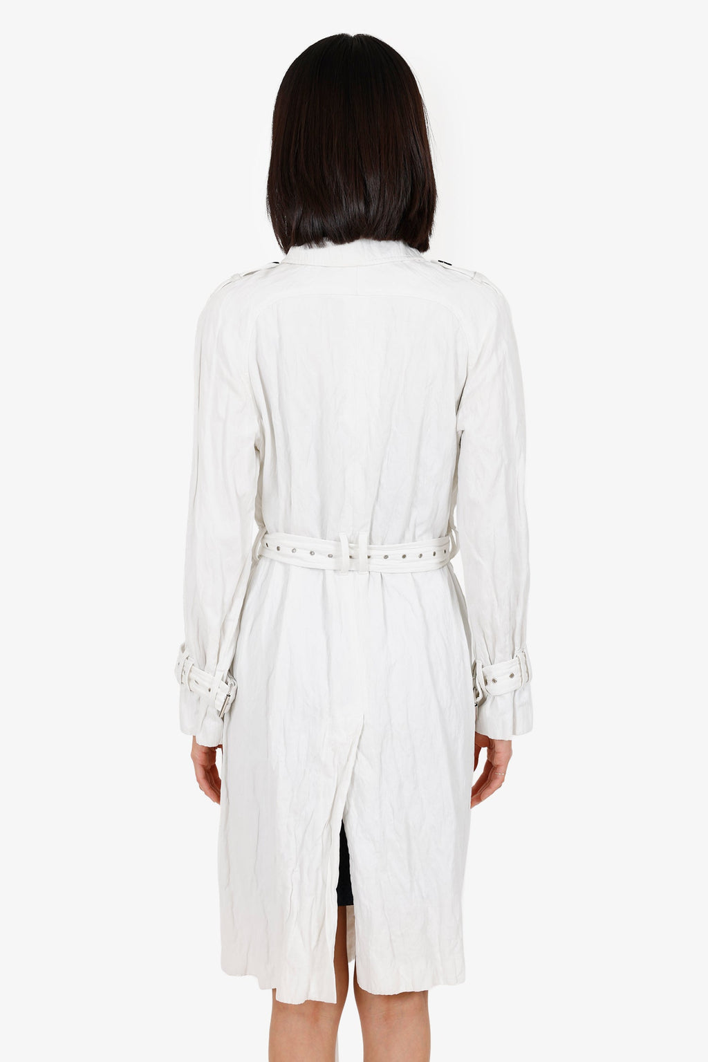 Arthur Mendonca White Crinkle Trench Coat Size 4