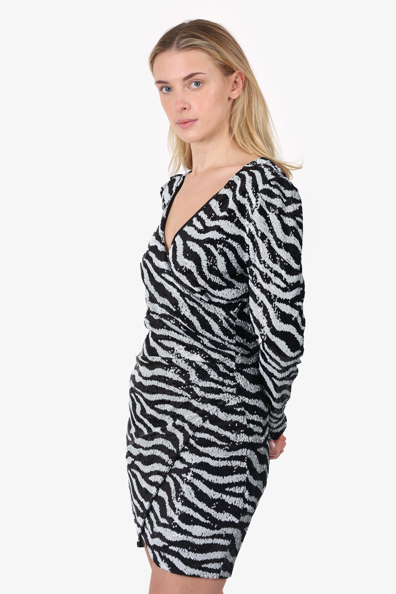 Bardot Black/White Striped Sequin Dress Size 10