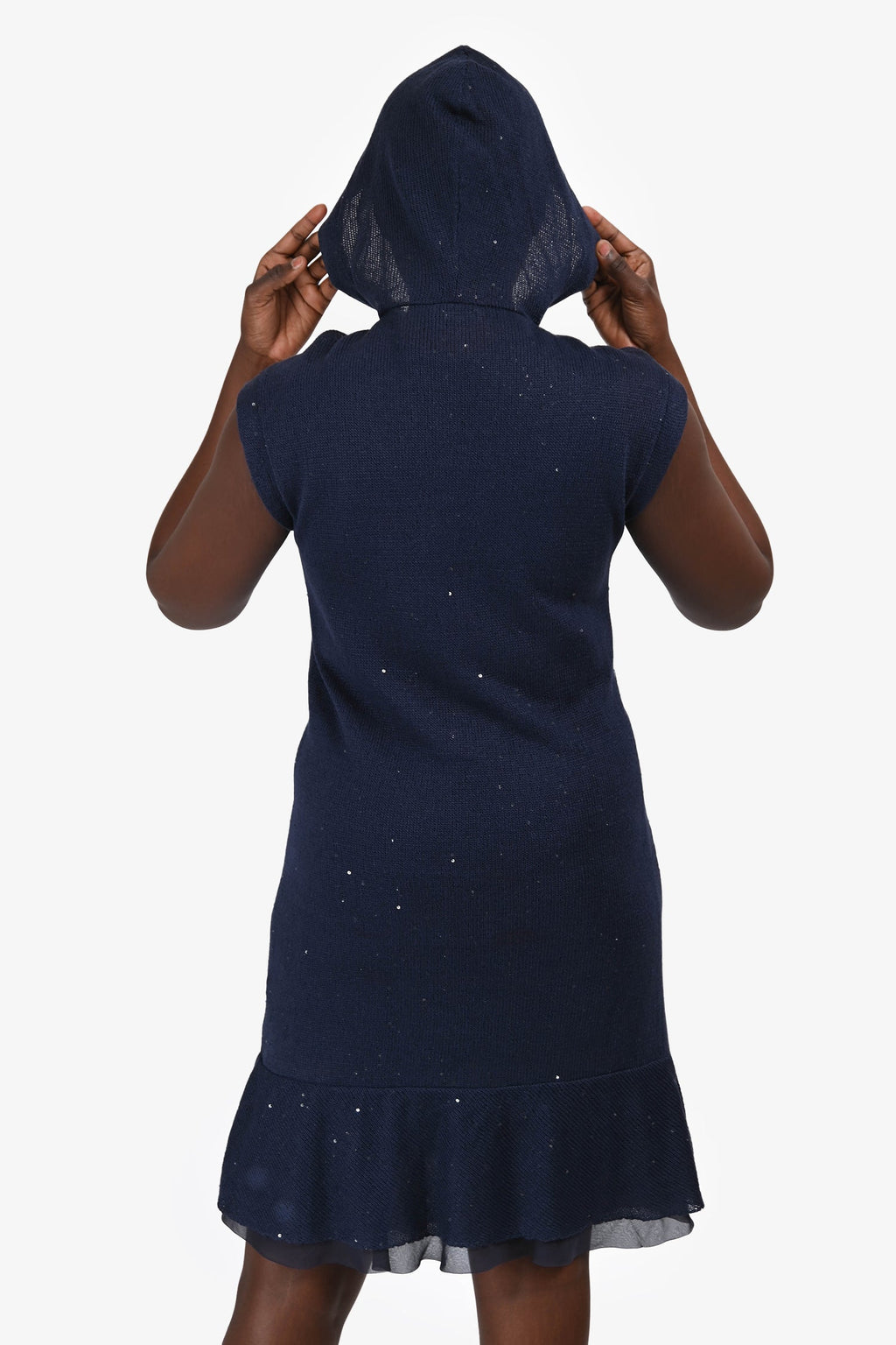 Brunello Cucinelli Navy Knit Zip Sleeveless Dress Size L