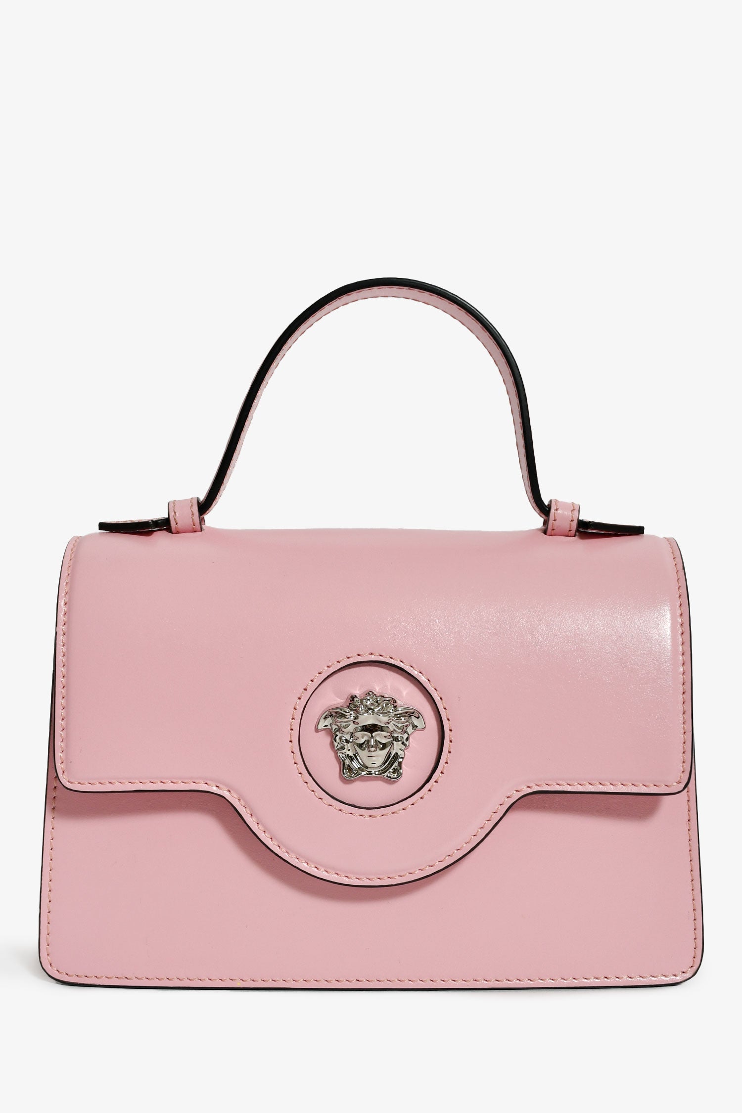 Versace Pink Leather Medusa Top Handle With Strap