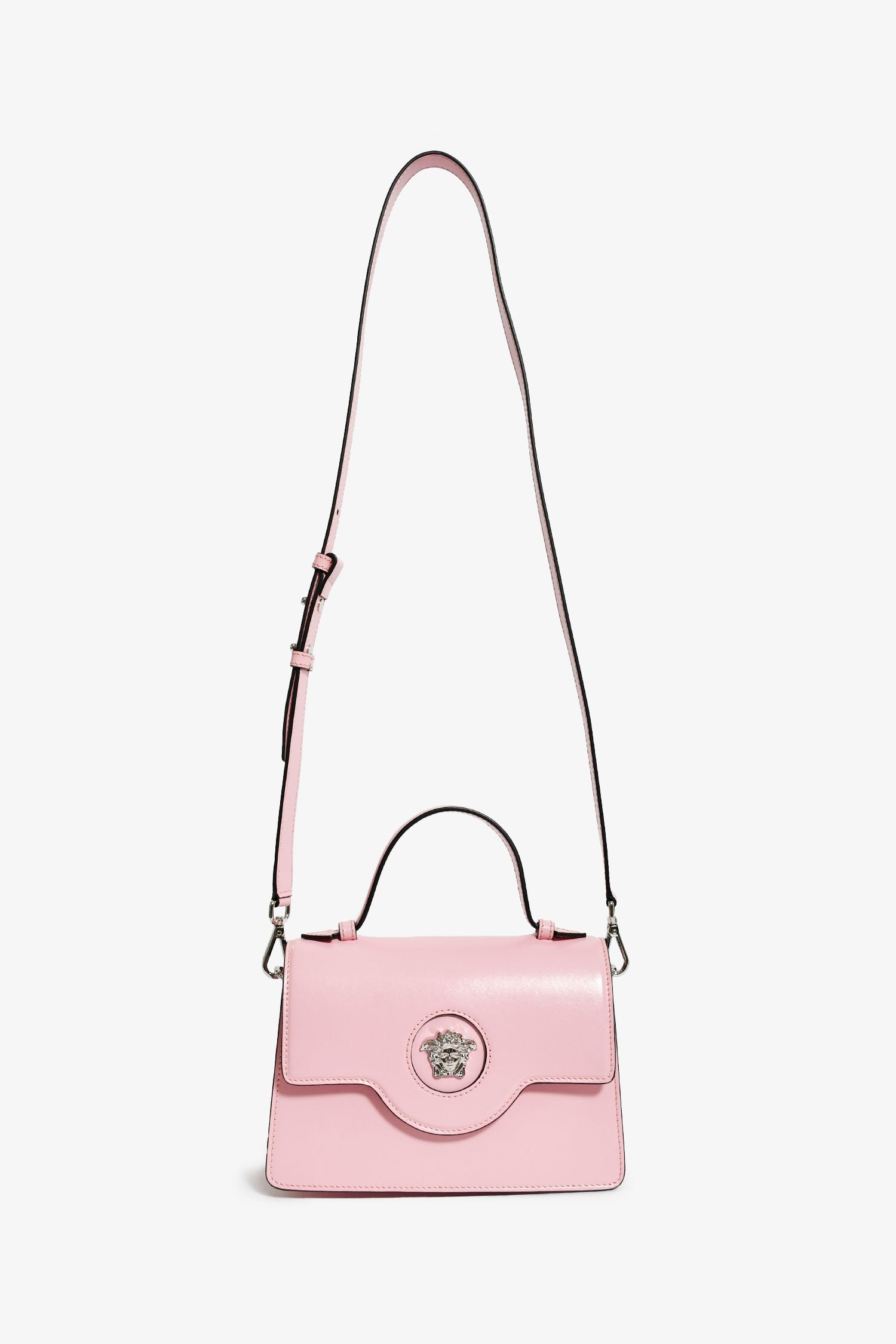 Versace Pink Leather Medusa Top Handle With Strap