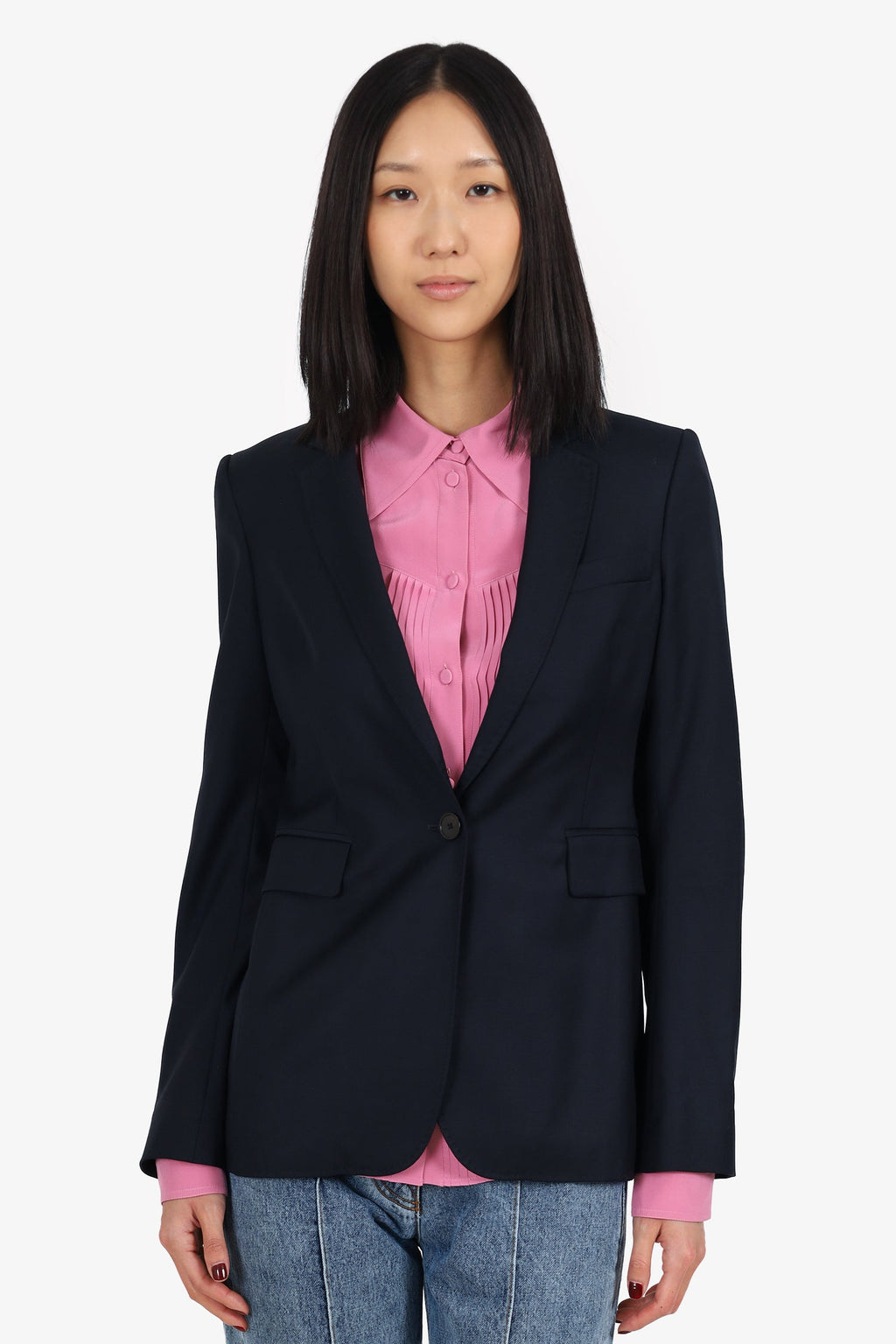 Joseph Navy Wool Single Breasted Blazer Size 38