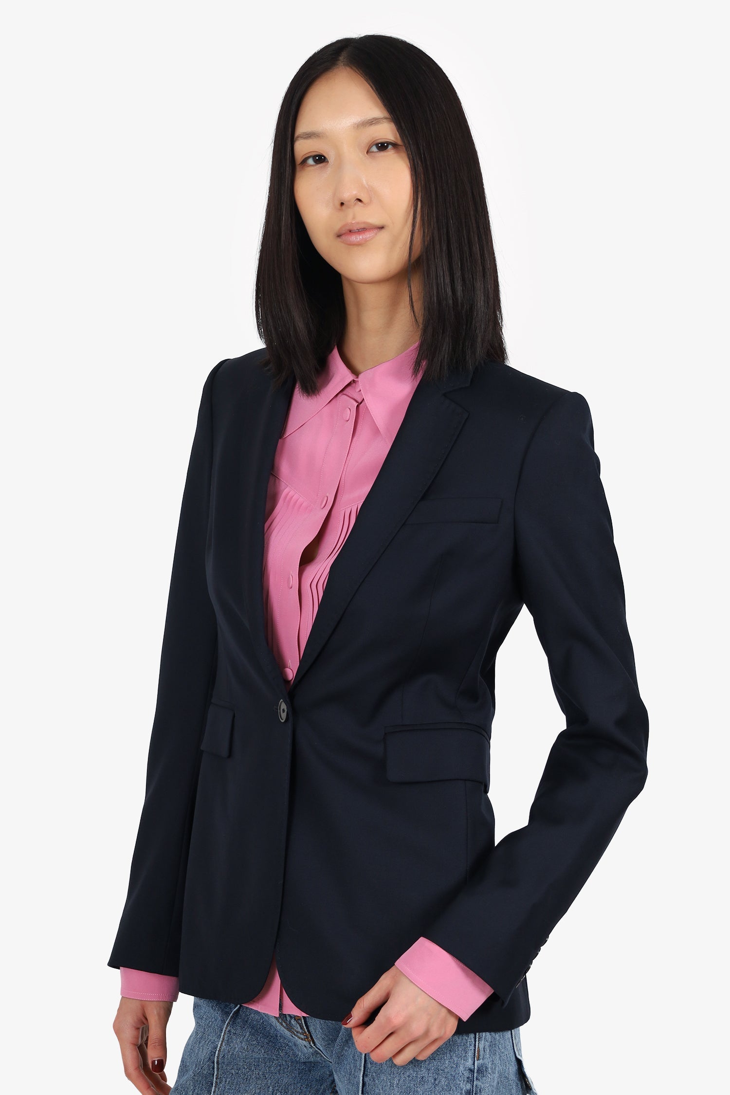 Joseph Navy Wool Single Breasted Blazer Size 38