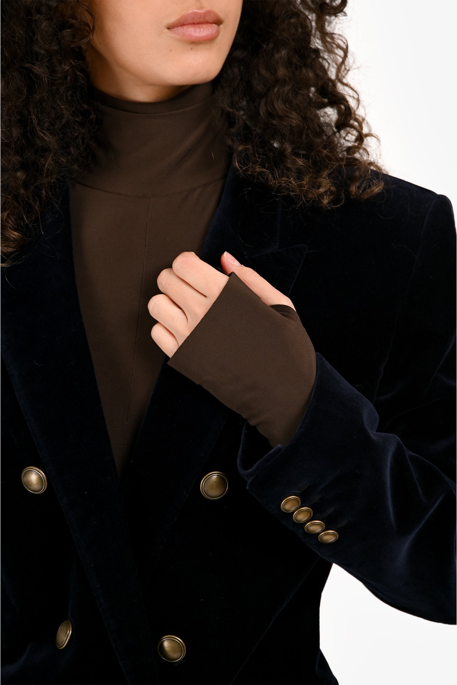 Saint Laurent Navy Velvet Double Breasted Blazer Size 46