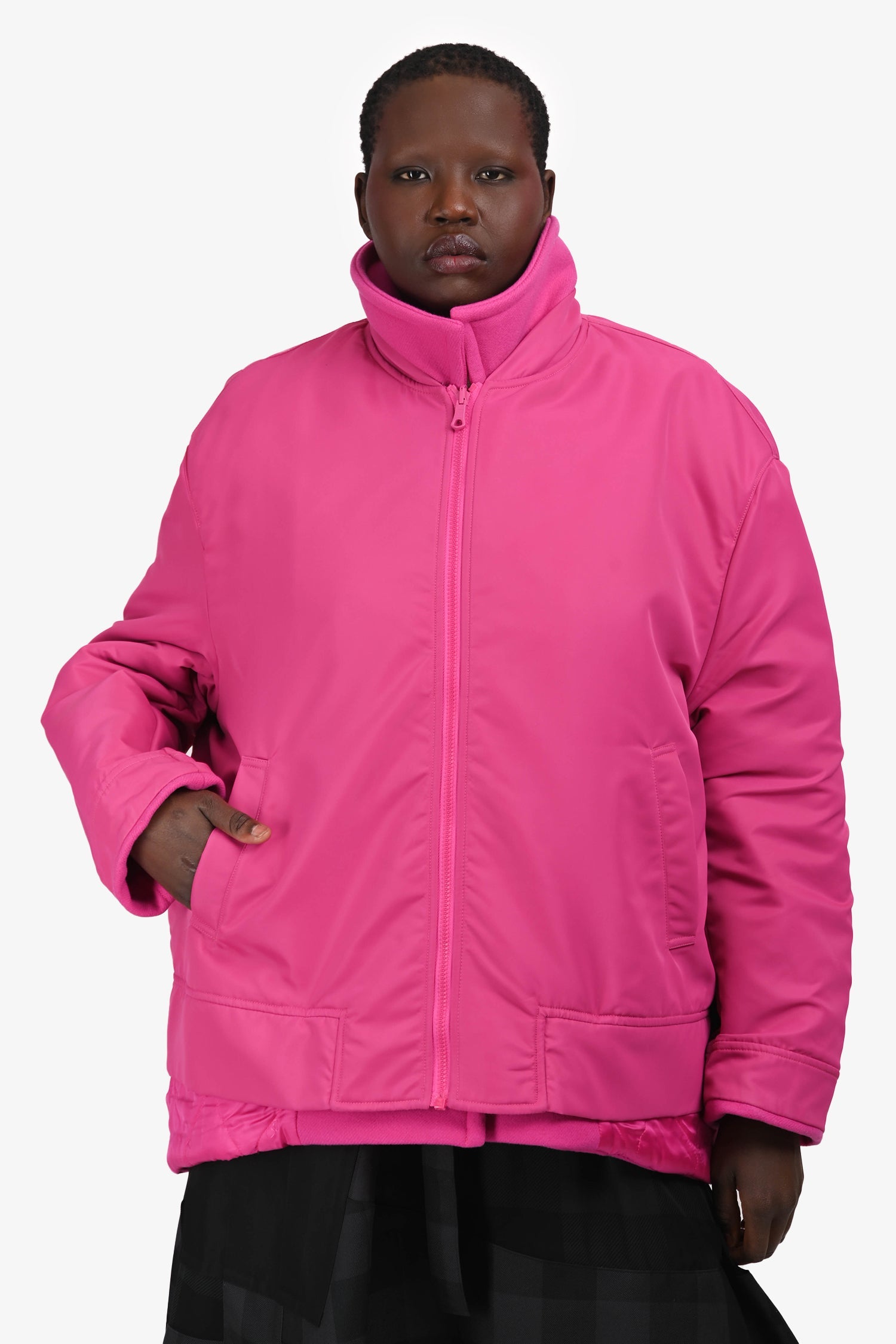 Valentino 2022 Pink Wool Reversible Double Faced Jacket with Inner Bomber Estimated Size L