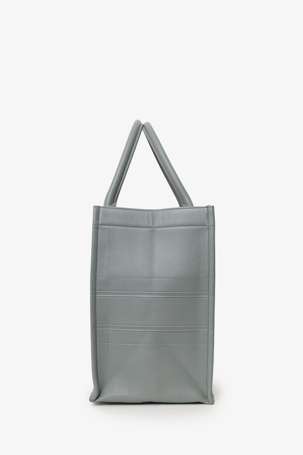 Christian Dior Grey Leather 'Christian Dior' Embossed Medium Book Tote