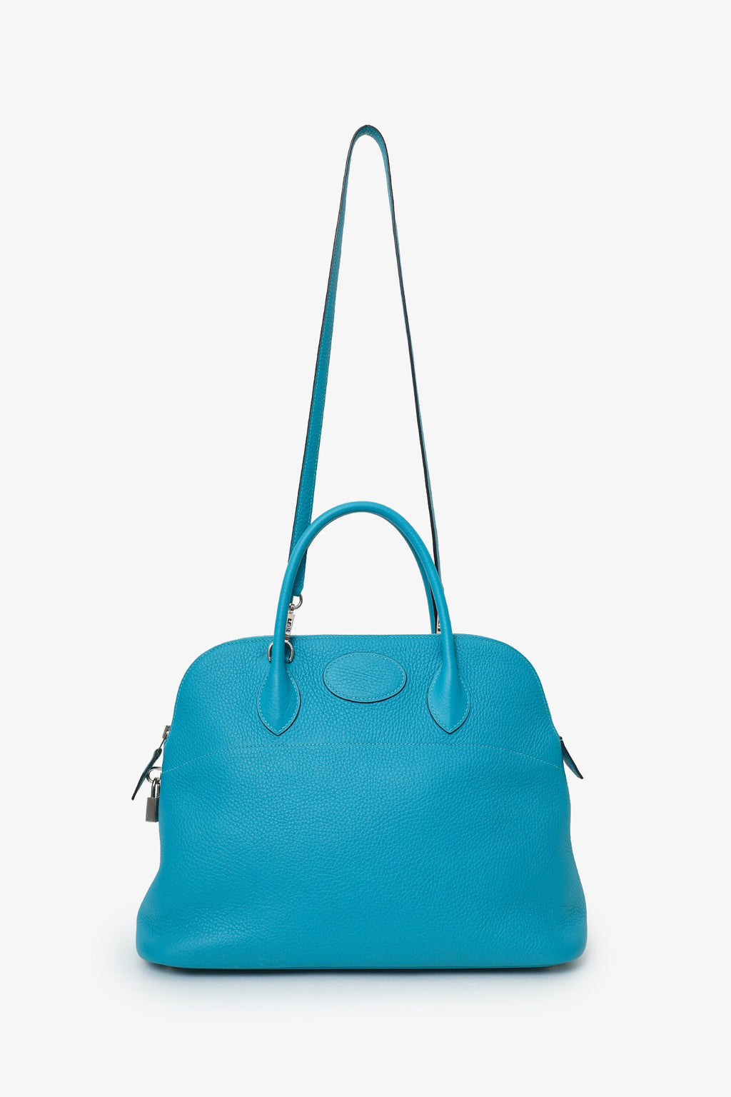 Hermès 2014 Turquoise Clemence Bolide 35 With Strap
