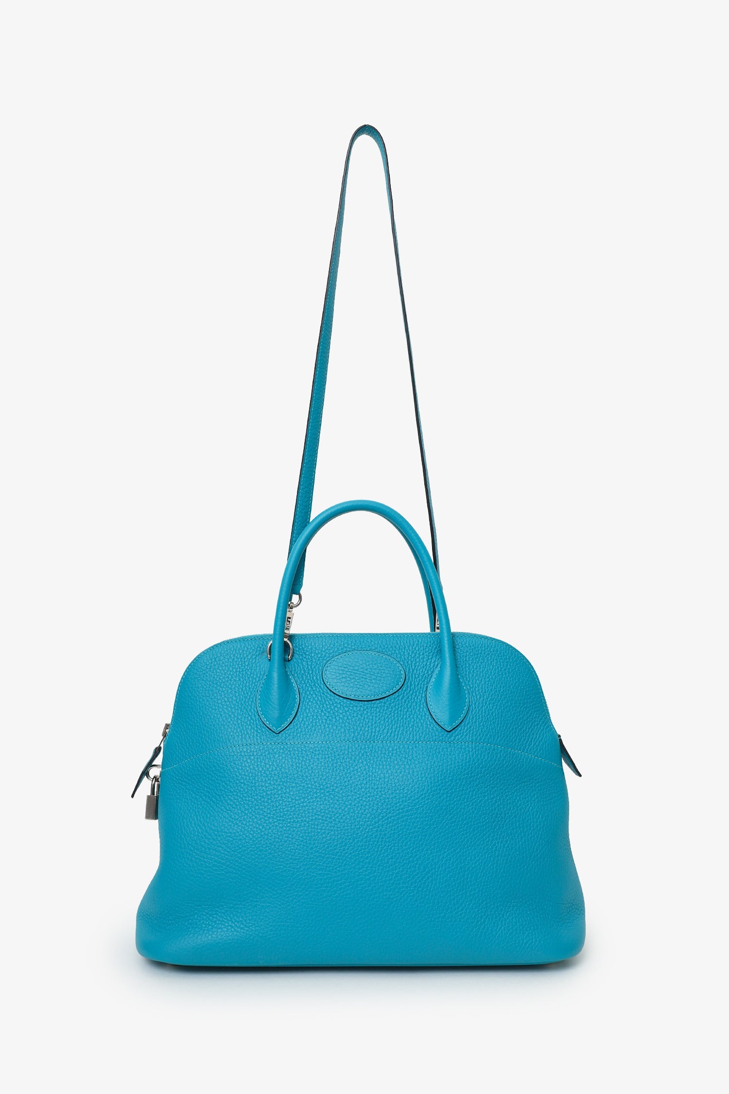 Hermès 2014 Turquoise Clemence Bolide 35 With Strap
