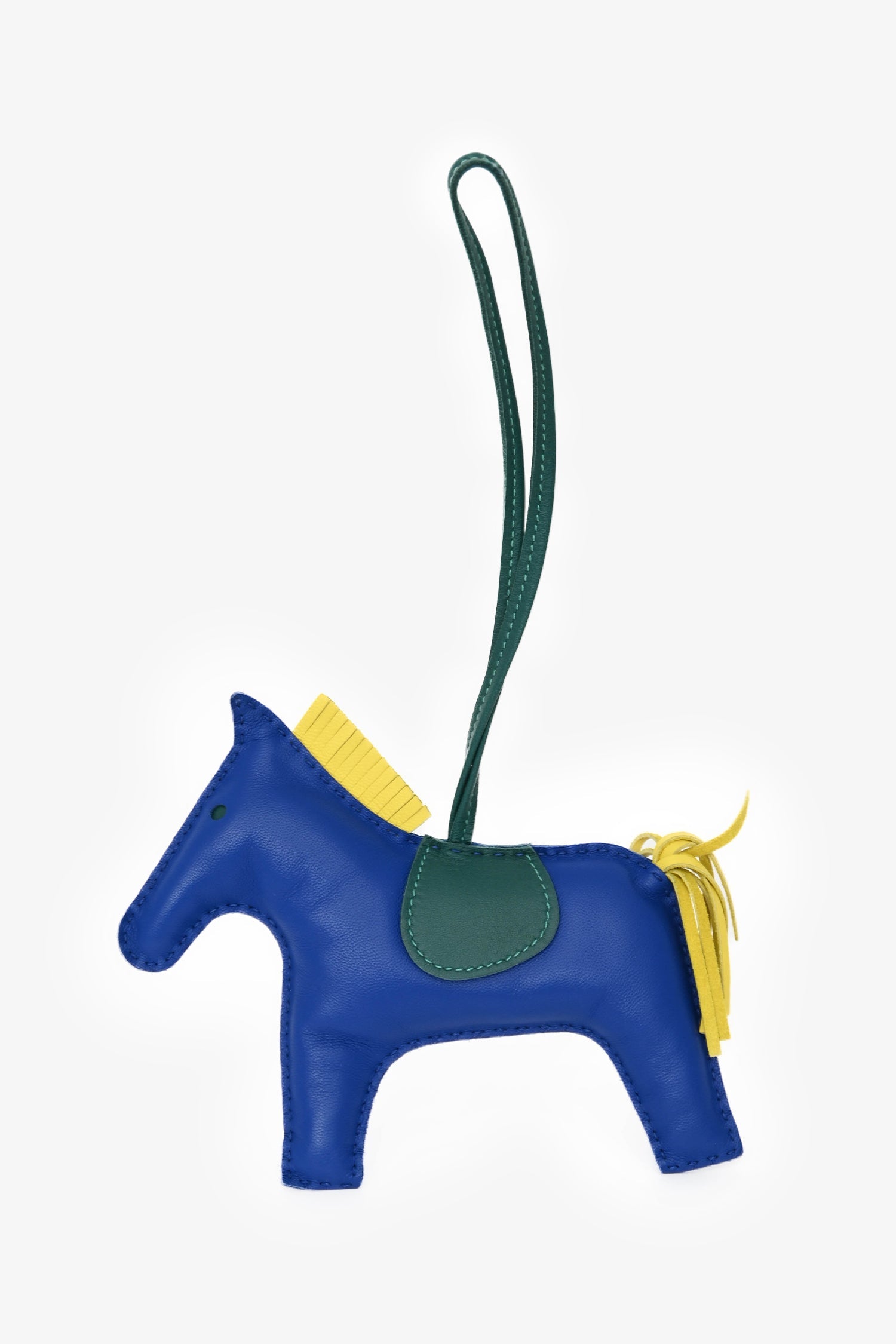 Hermès Blue/Yellow/Green Tricolour Milo Leather Rodeo GM Charm