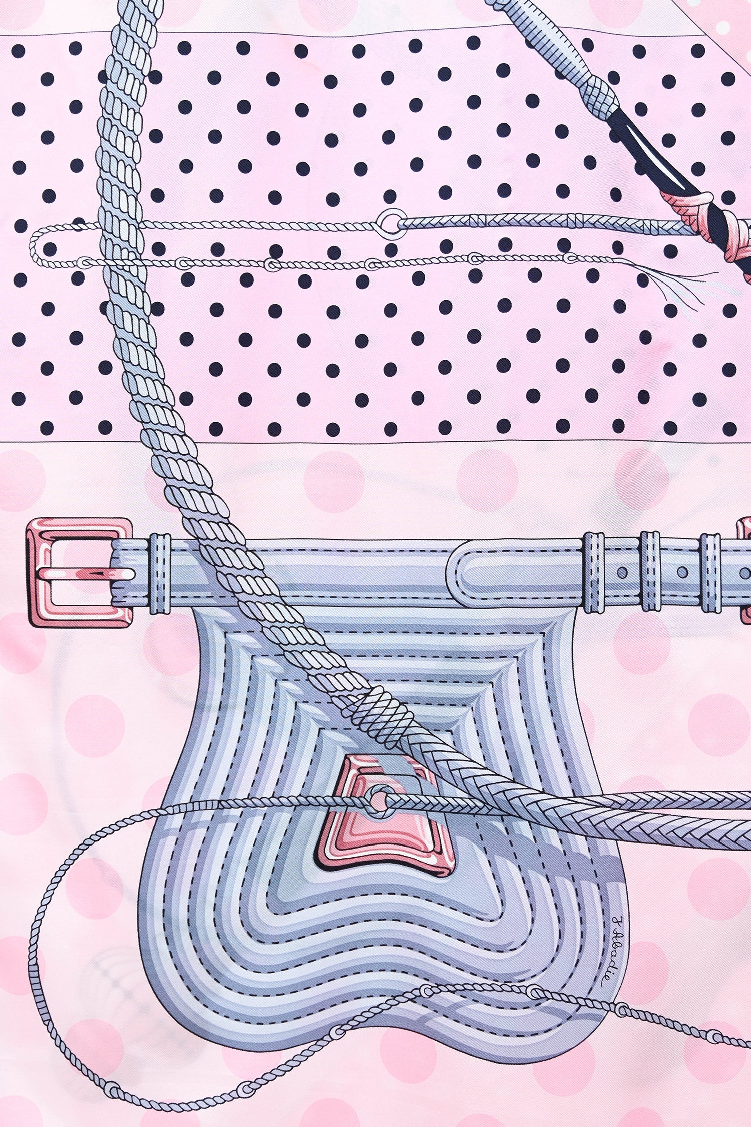 Hermès Pink/Light Blue Silk 'Clic Clac' Shawl 140
