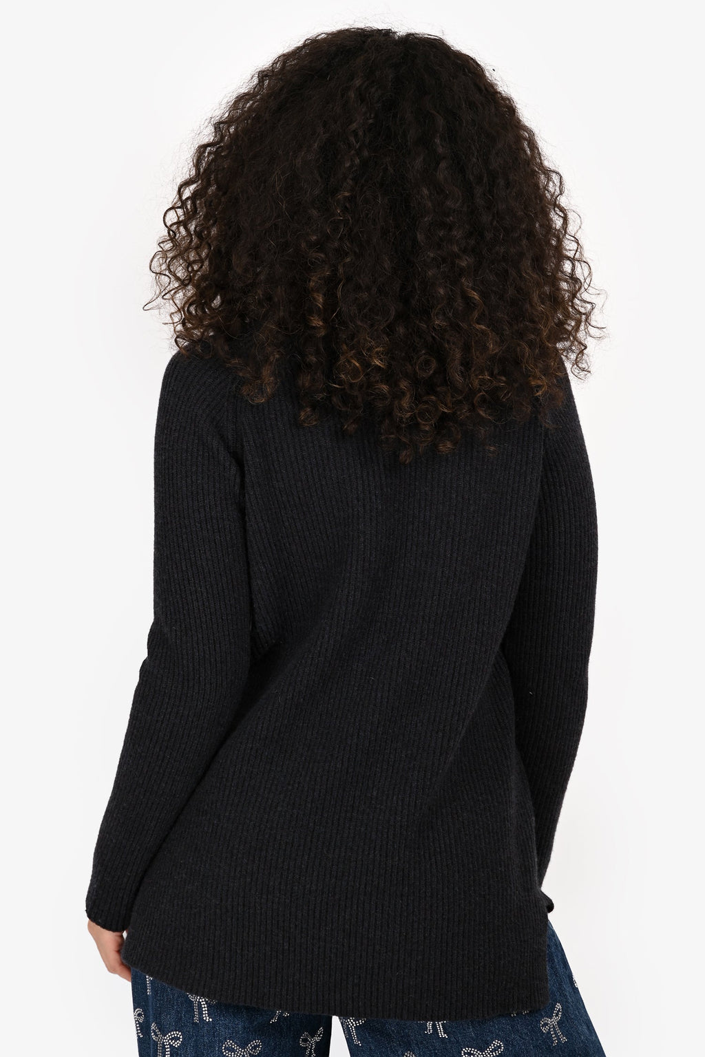 Hermès Navy Cashmere V Neck Long Sleeve Sweater Size 36