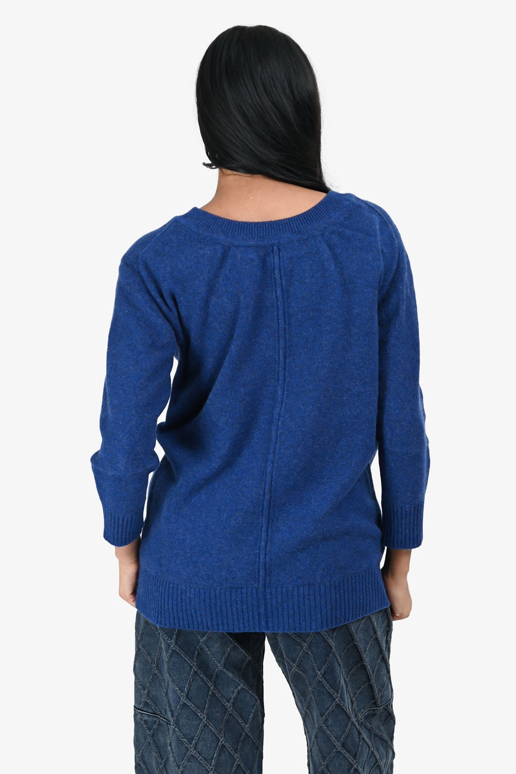 Hermès Blue Cashmere Crewneck Long Sleeve Sweater Size 34