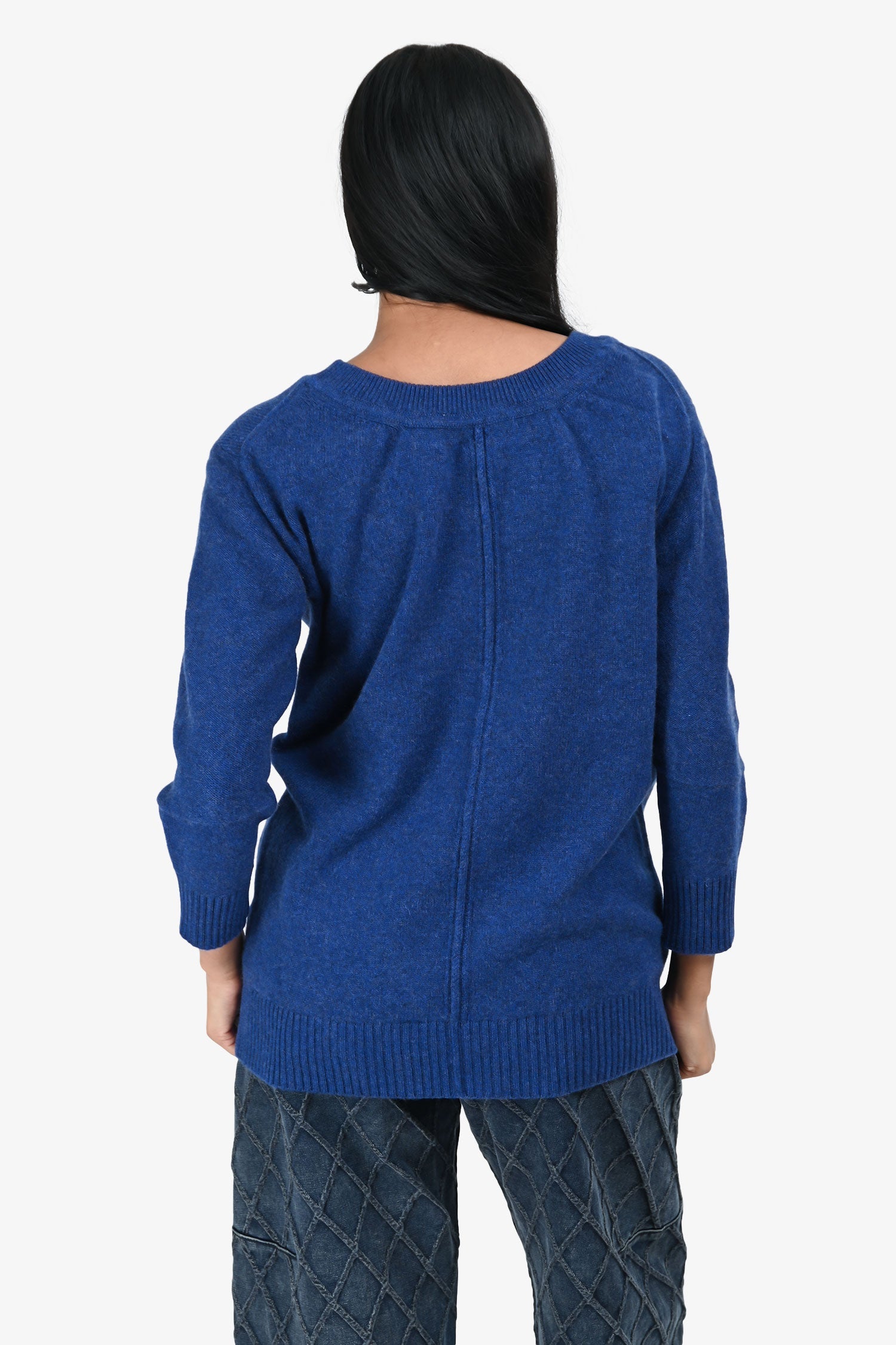 Hermès Blue Cashmere Crewneck Long Sleeve Sweater Size 34