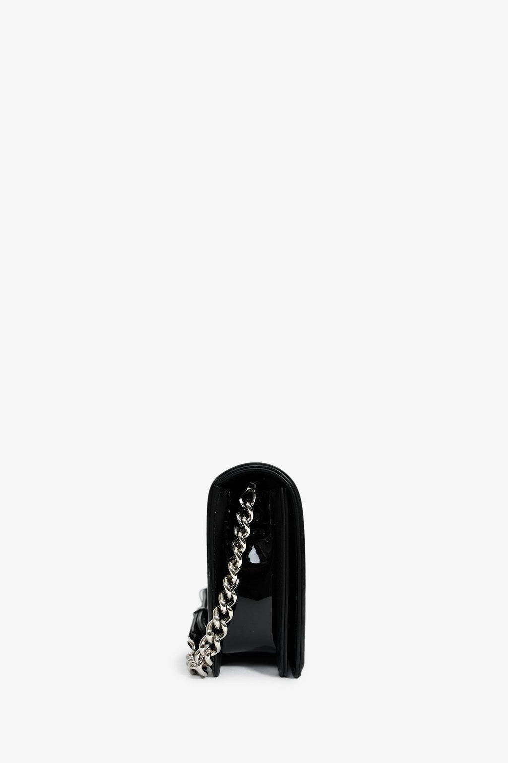 Pre-Loved Chanel™ 2014 Black Patent Leather Boy Clutch On Chain
