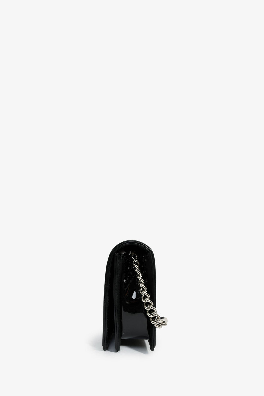 Pre-Loved Chanel™ 2014 Black Patent Leather Boy Clutch On Chain