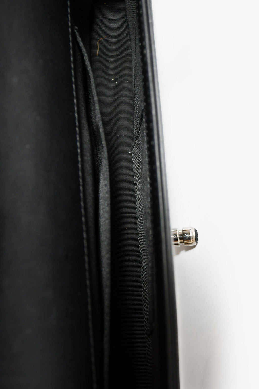 Pre-Loved Chanel™ 2014 Black Patent Leather Boy Clutch On Chain
