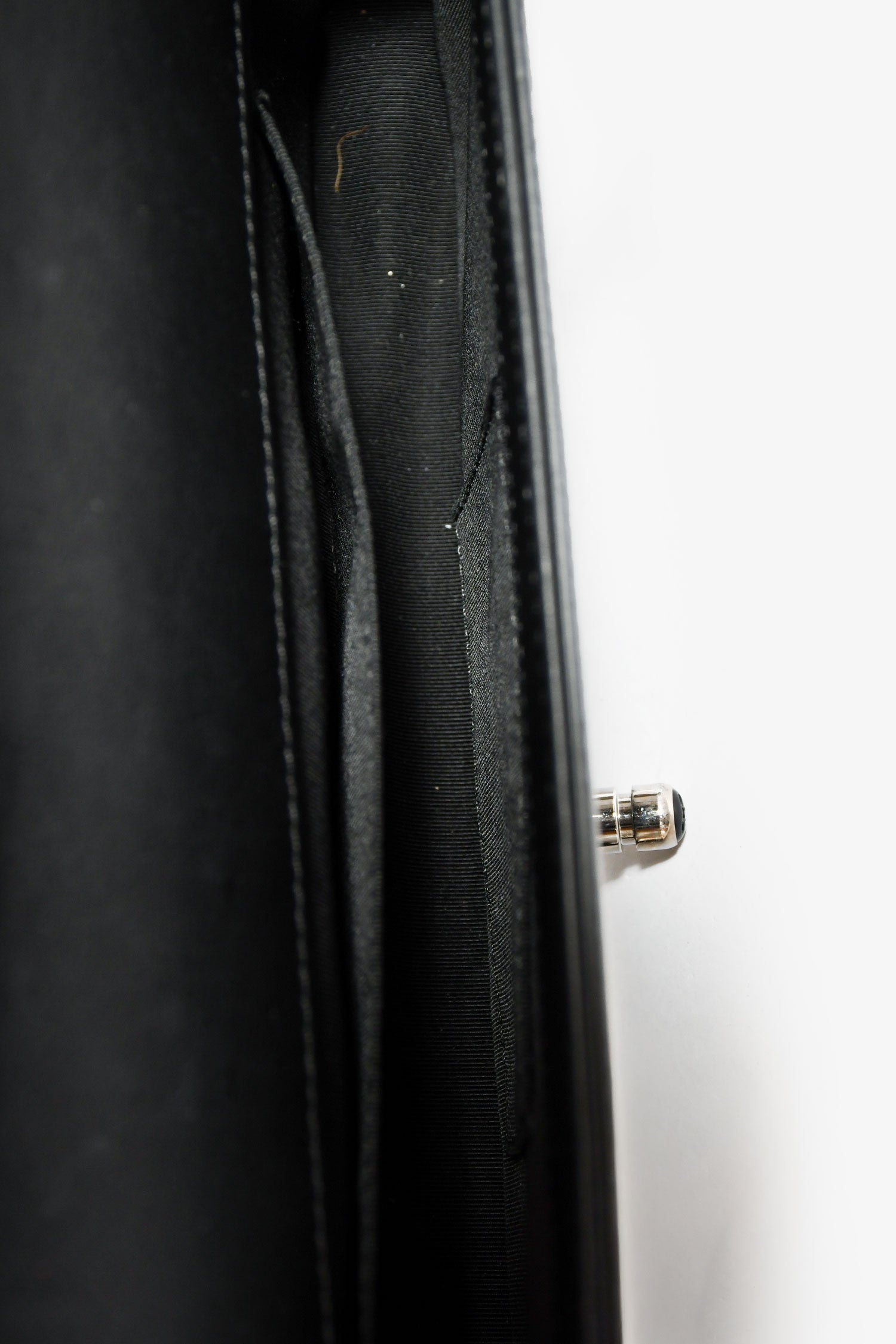 Pre-Loved Chanel™ 2014 Black Patent Leather Boy Clutch On Chain