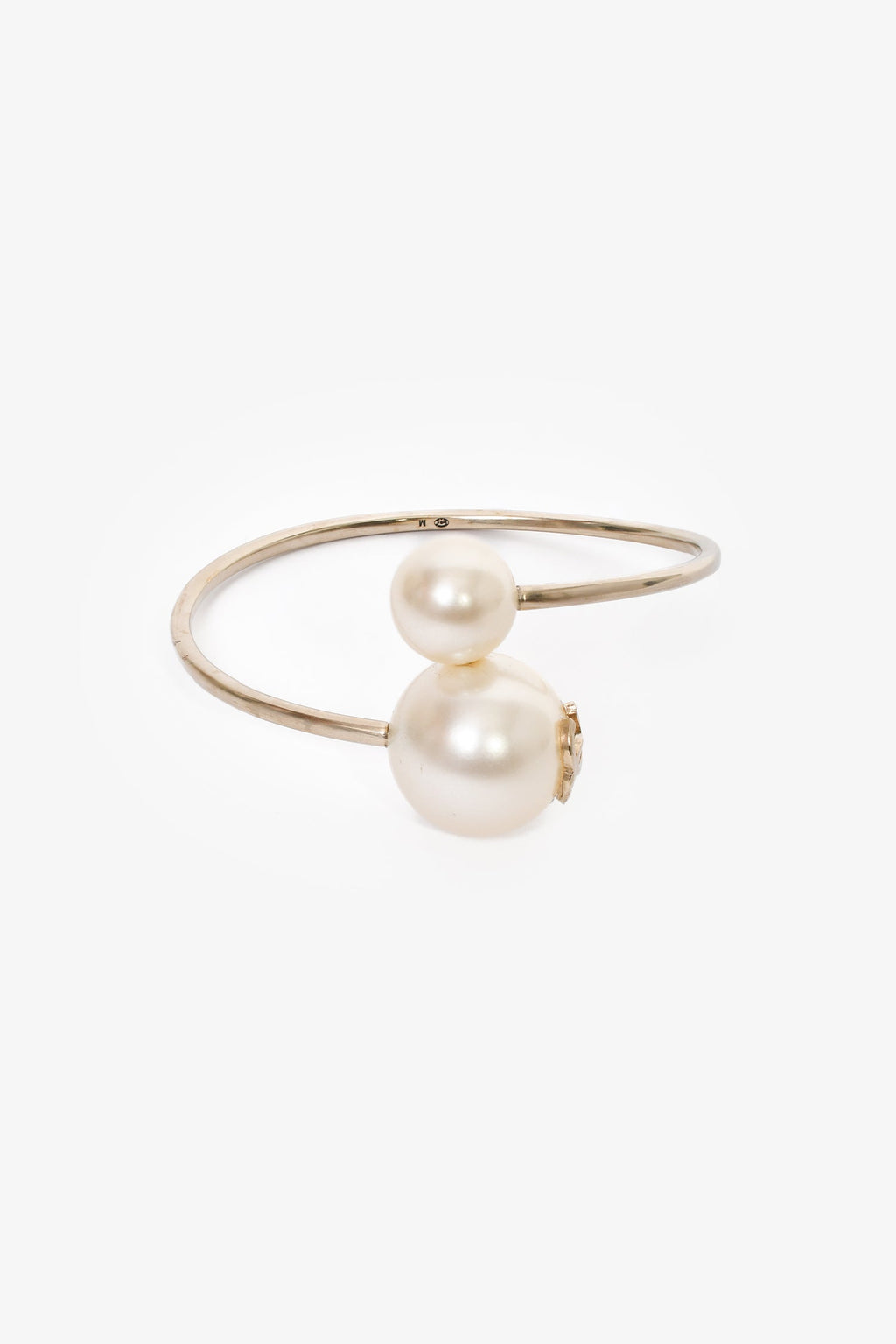 Pre-Loved Chanel™ 2014 Gold Toned Faux Pearl CC Cuff