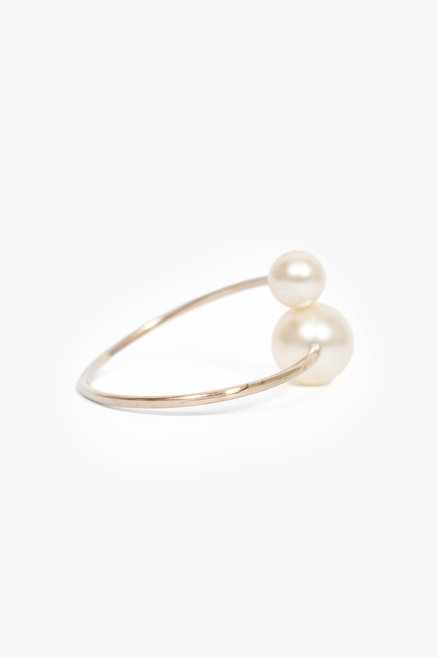 Pre-Loved Chanel™ 2014 Gold Toned Faux Pearl CC Cuff