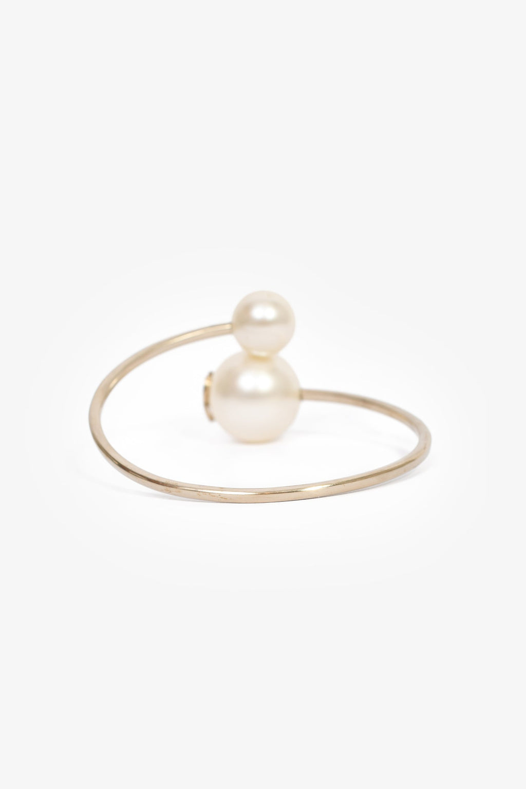 Pre-Loved Chanel™ 2014 Gold Toned Faux Pearl CC Cuff