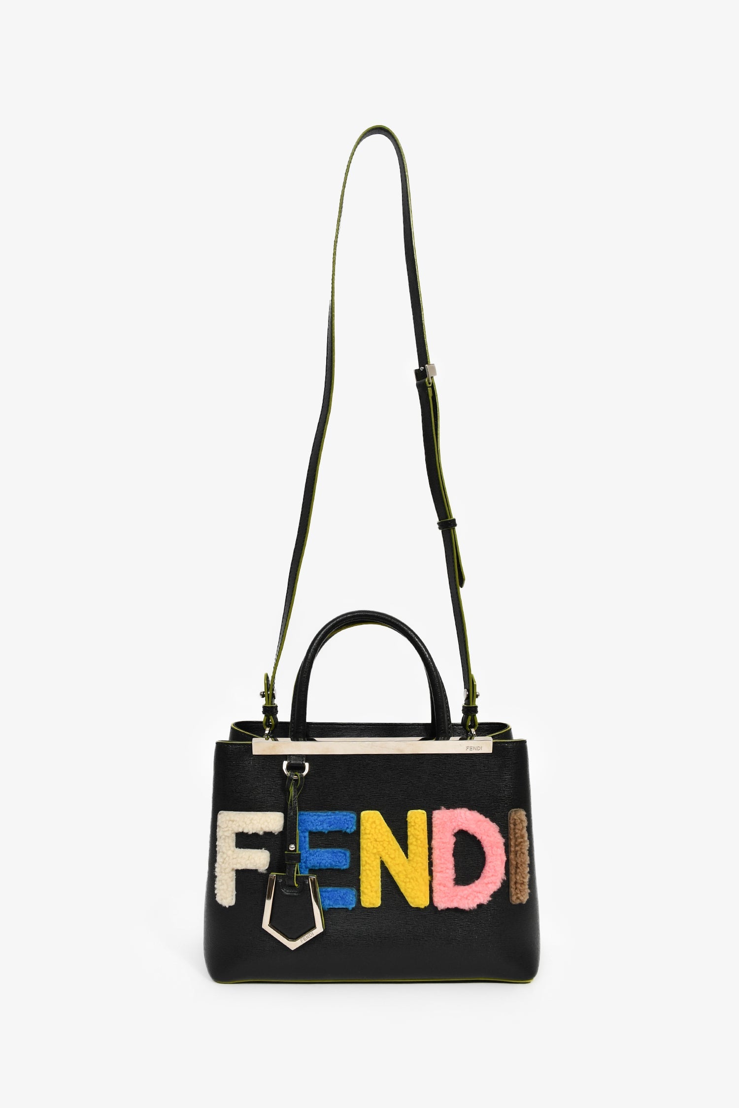Fendi Black/Multi Shearling Petite '2Jours' Tote