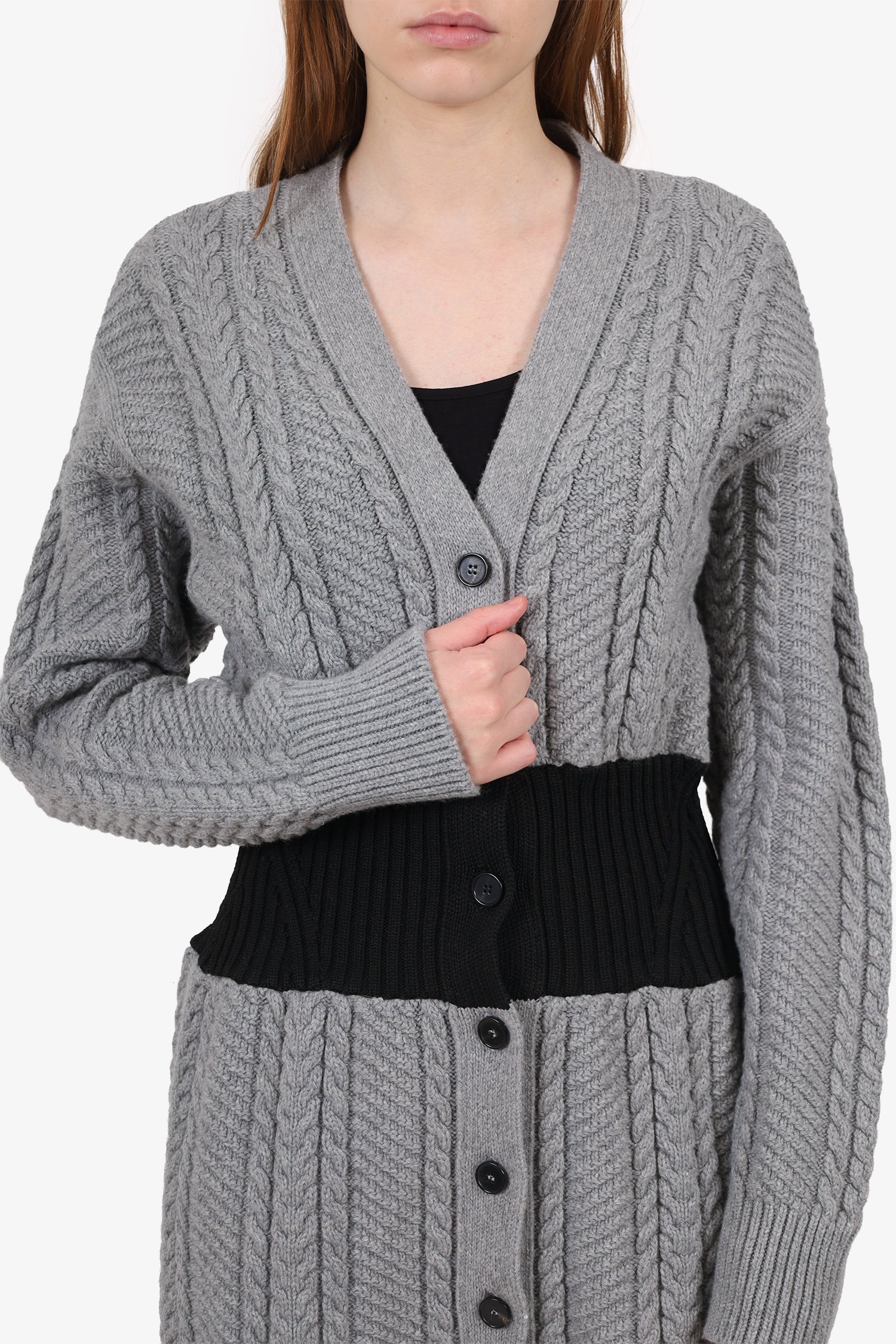Alexander McQueen Grey/Black Wool/Cashmere Knit igan Dress Size L