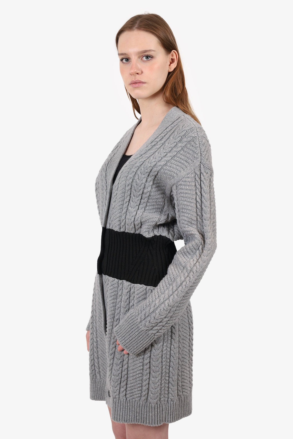 Alexander McQueen Grey/Black Wool/Cashmere Knit igan Dress Size L