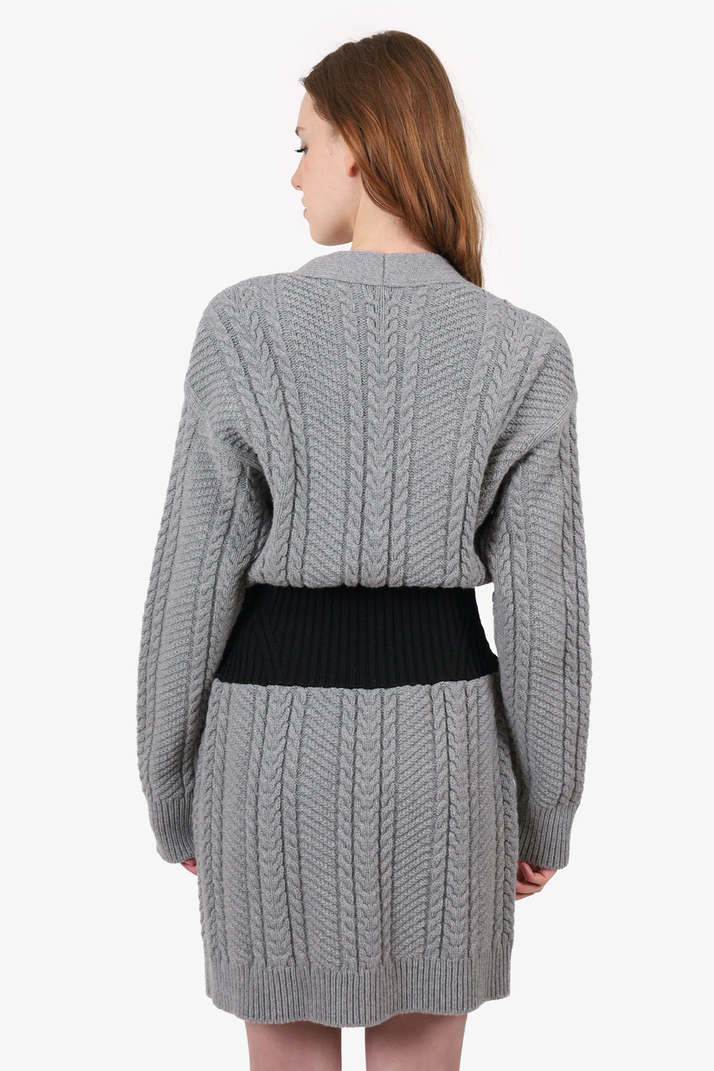 Alexander McQueen Grey/Black Wool/Cashmere Knit igan Dress Size L
