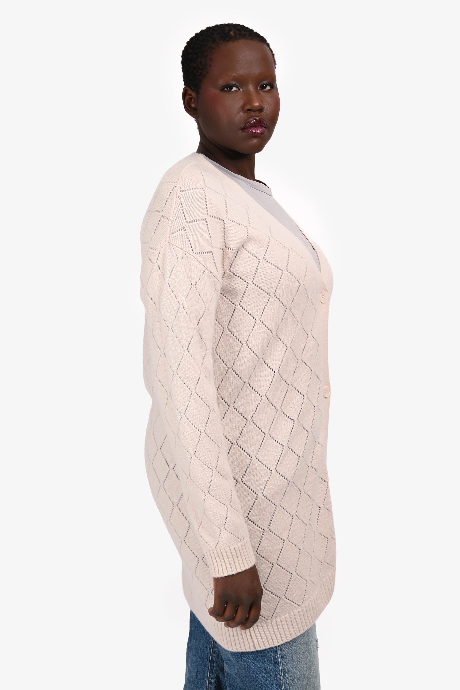 Sablyn Light Pink Cashmere Long Button-Up igan Size M