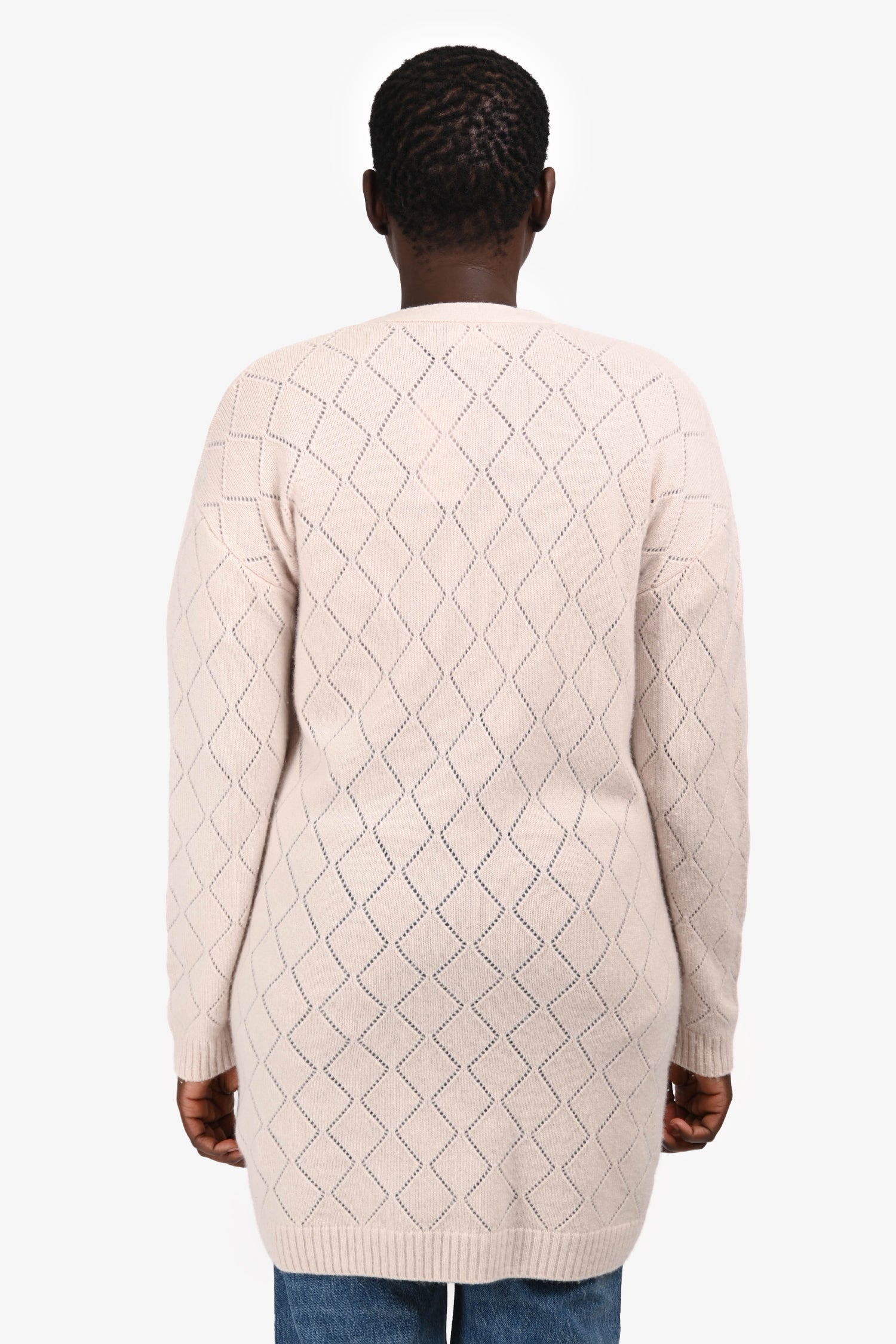Sablyn Light Pink Cashmere Long Button-Up igan Size M