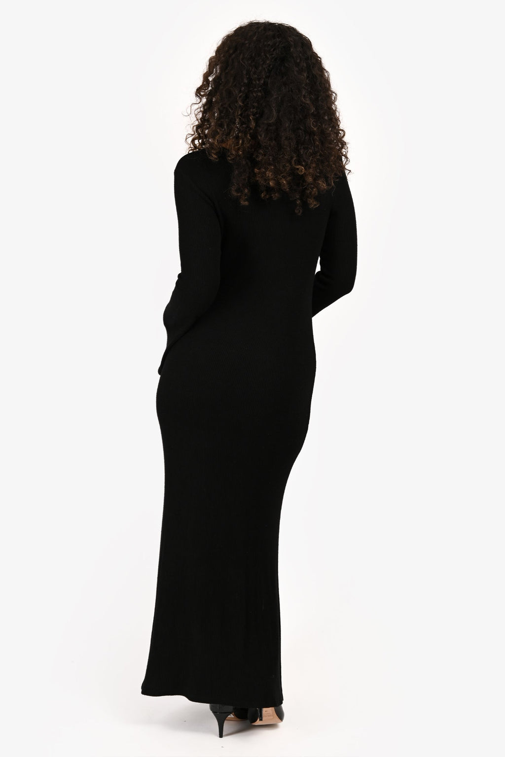 Sablyn Black Knit Ribbed Maxi Long Sleeve Dress Size M