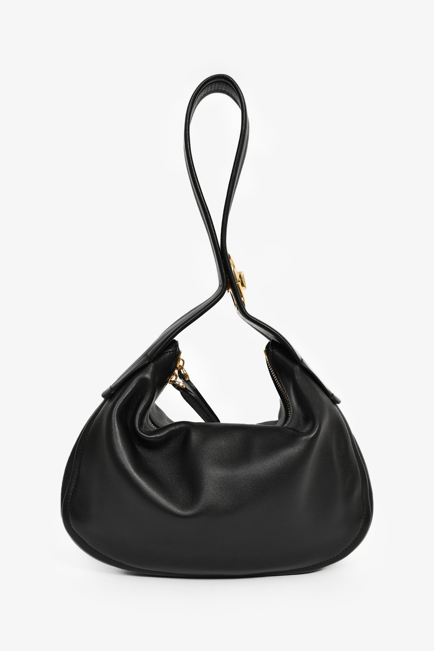 Valentino Black Leather 'Go-Hobo' Small Shoulder Bag