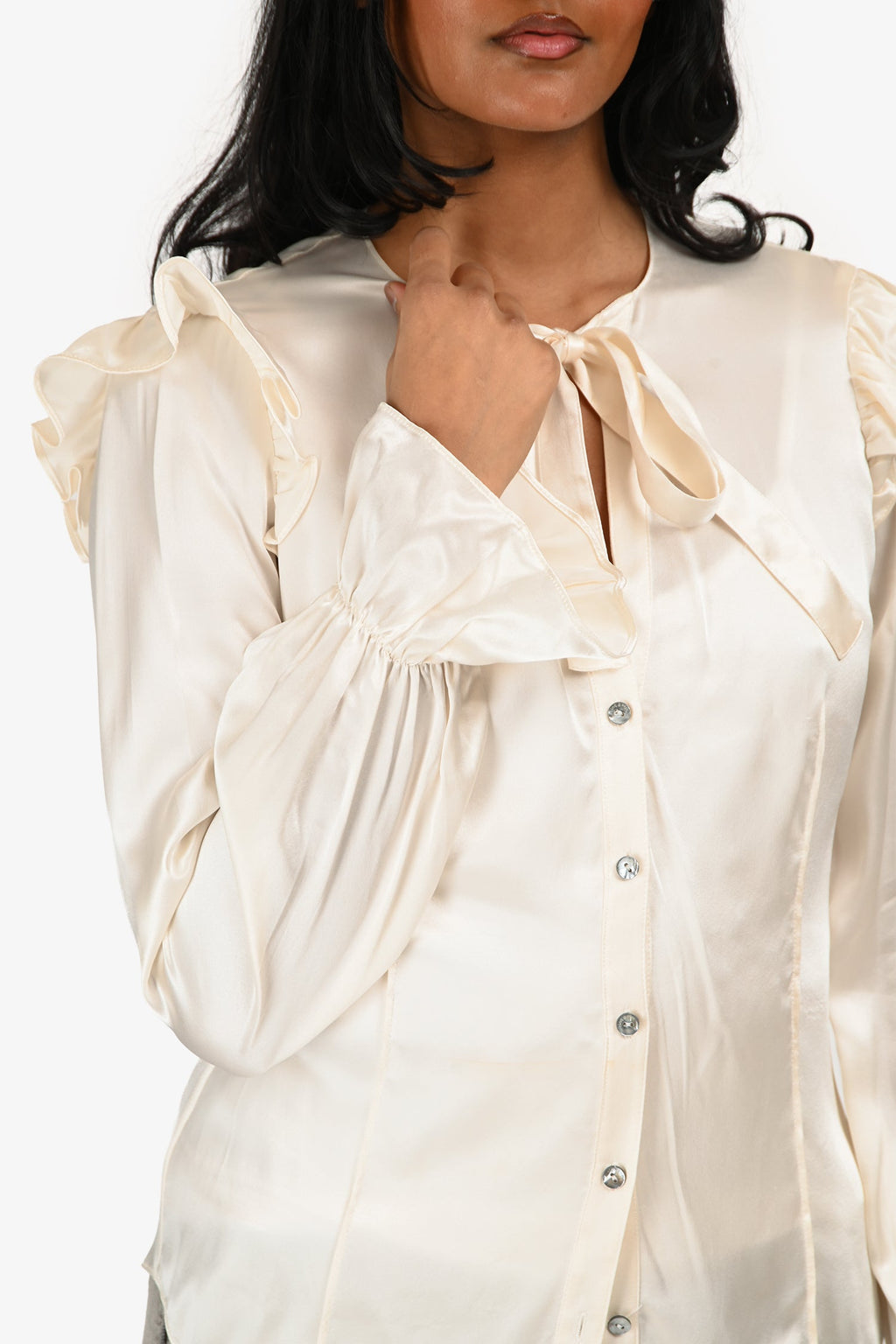 Cinq à Sept Cream Silk Button Up Blouse Size XS