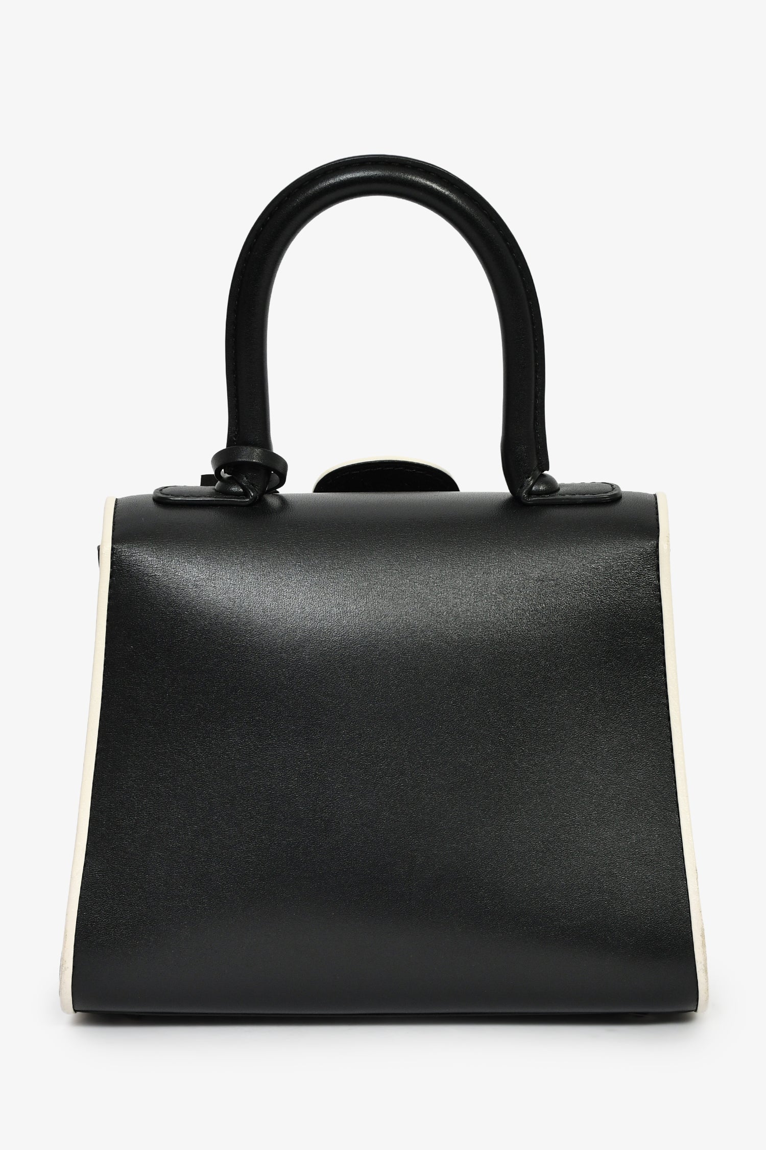 Delvaux Black/White Leather Brilliant Mini Top Handle Bag With Strap
