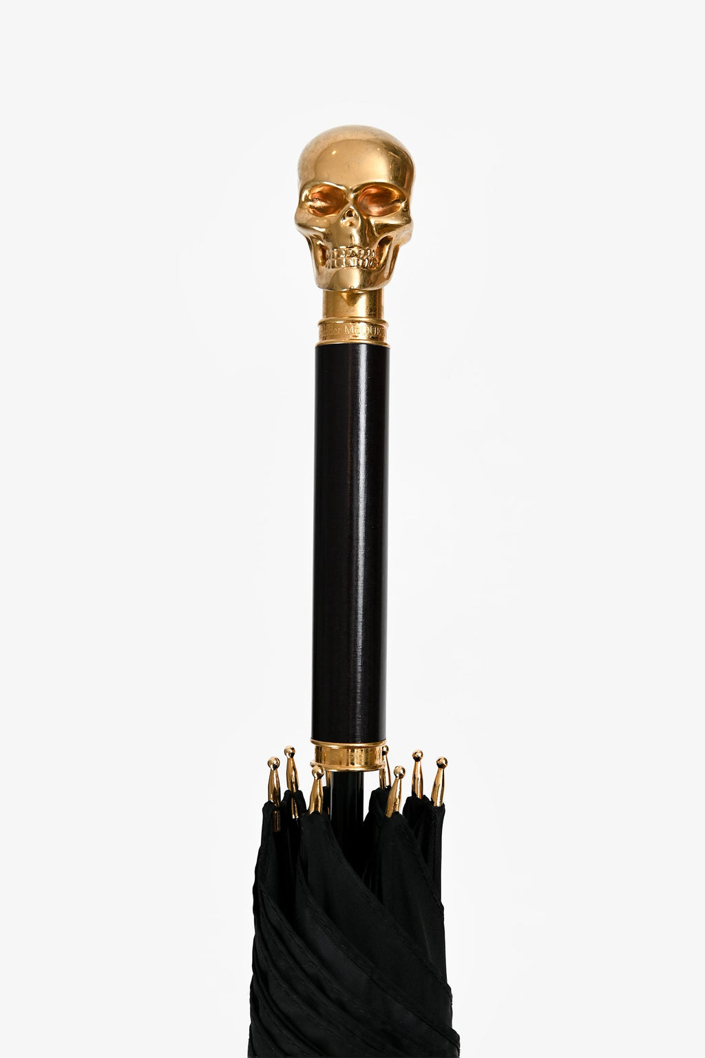 Alexander McQueen Black/Gold Tone Skull Umbrella
