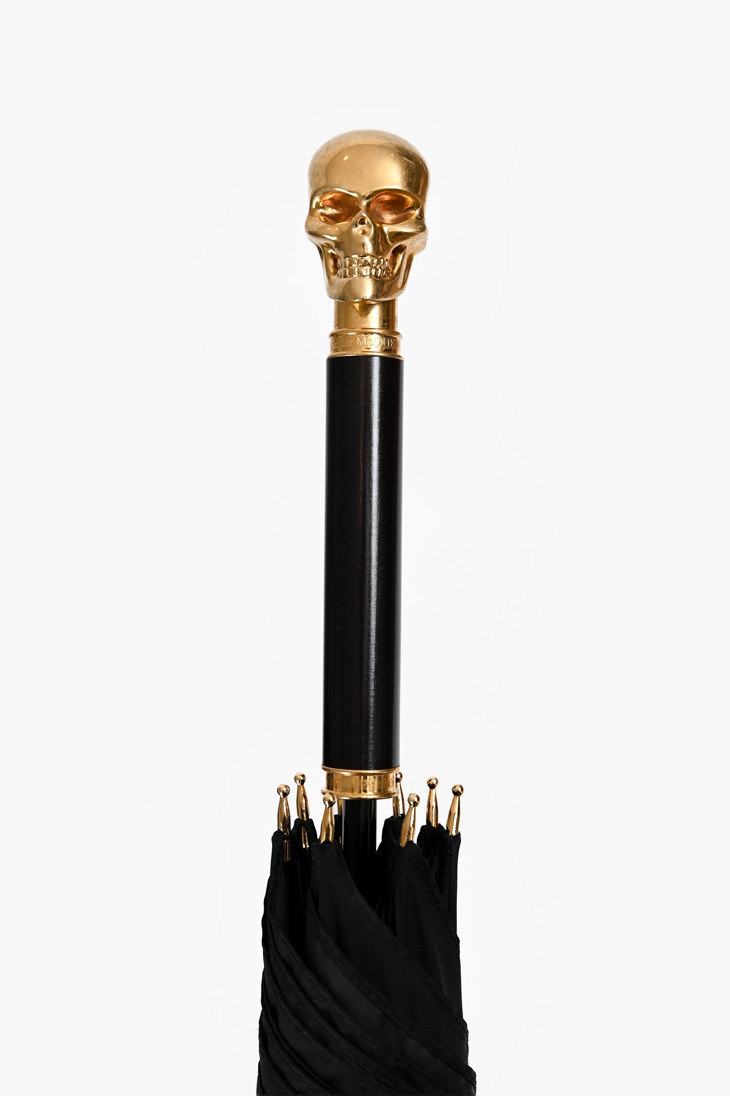 Alexander McQueen Black/Gold Tone Skull Umbrella