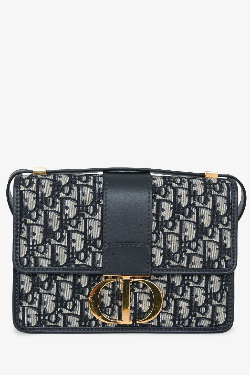 Christian Dior 2019 Navy Leather/Oblique 30 Montaigne Shoulder Bag