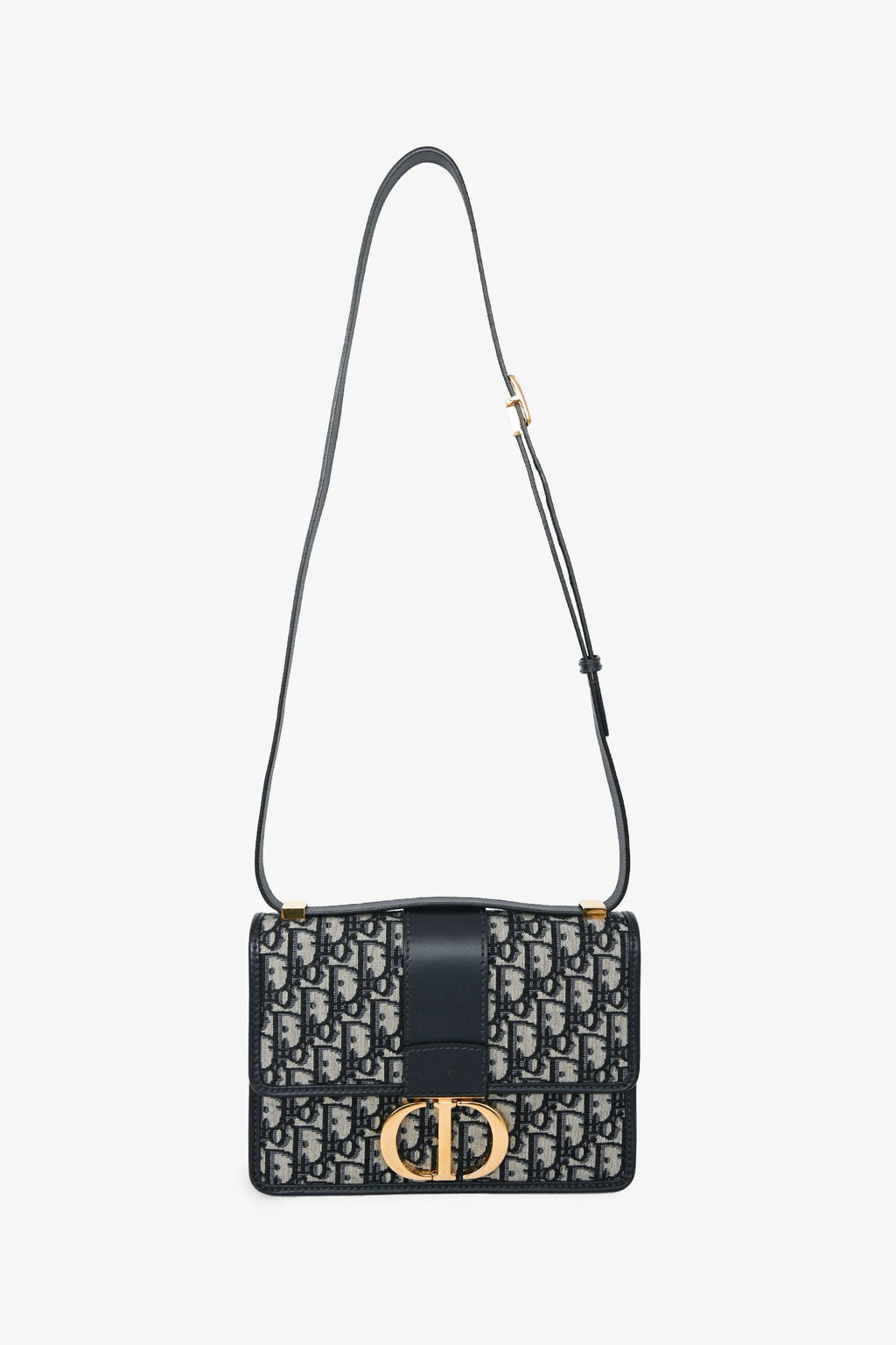 Christian Dior 2019 Navy Leather/Oblique 30 Montaigne Shoulder Bag